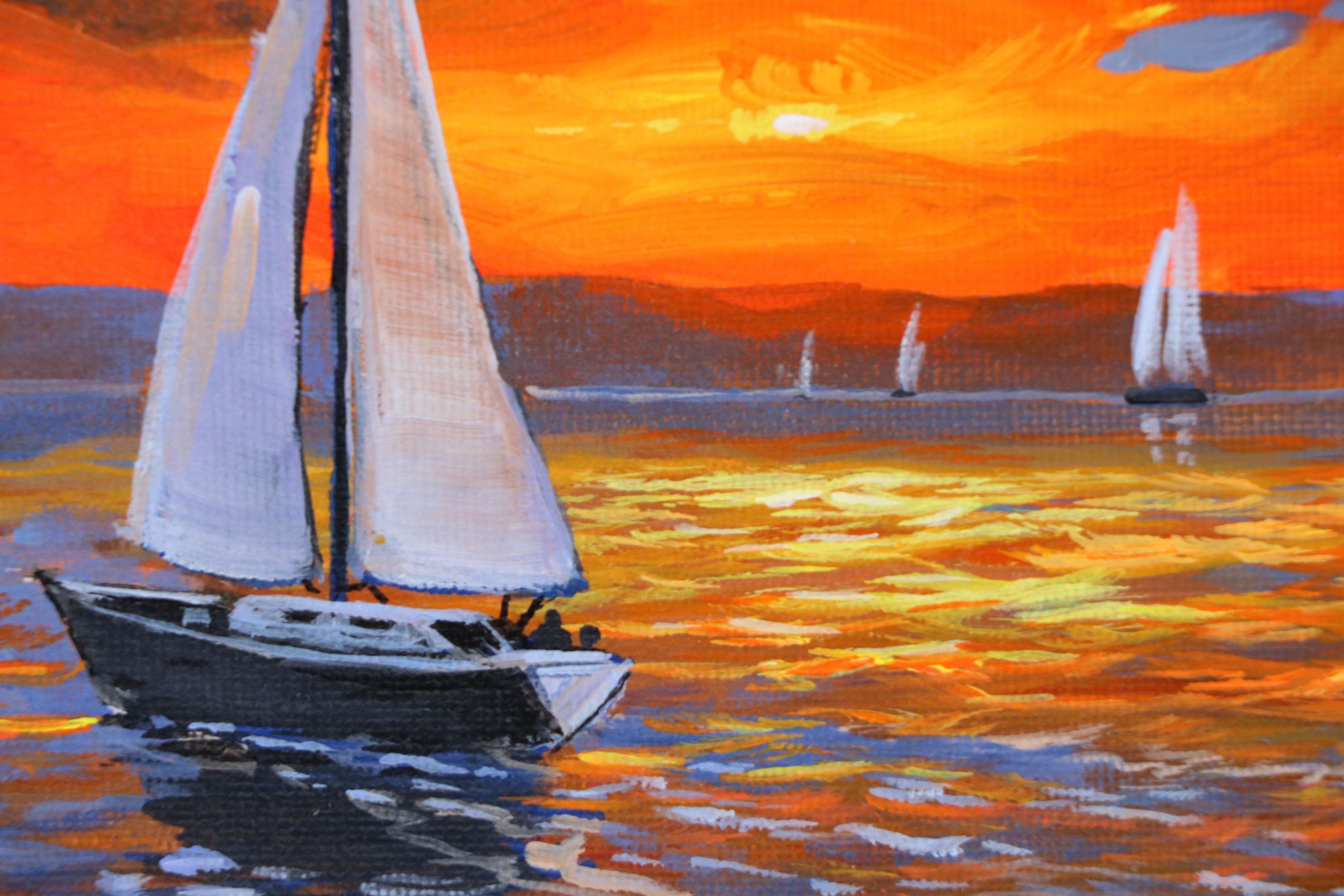 Doug "Bumo" Johnpeer Sunset Seascape Oil Painting, 2025