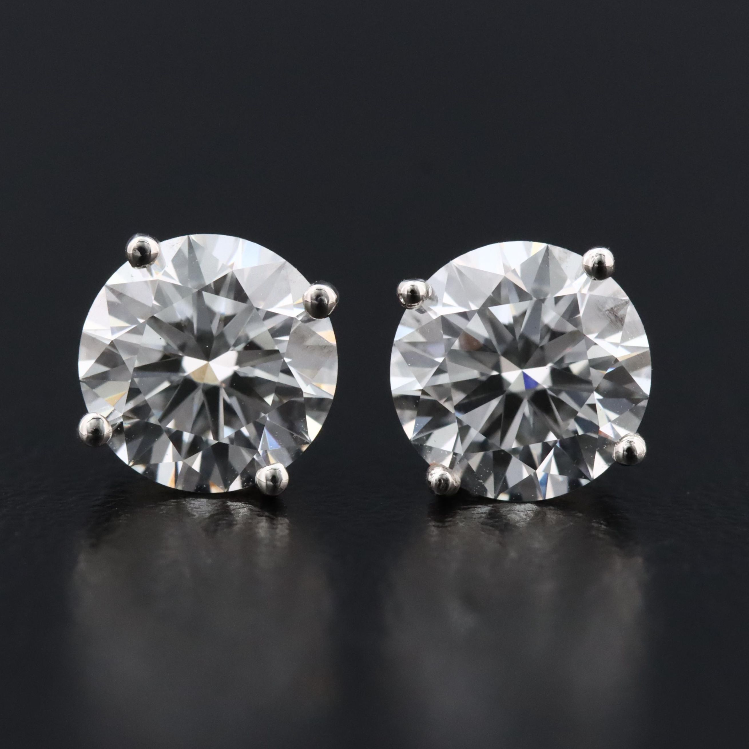 Platinum 2.16 CTW Lab Grown Diamond Stud Earrings with IGI Reports