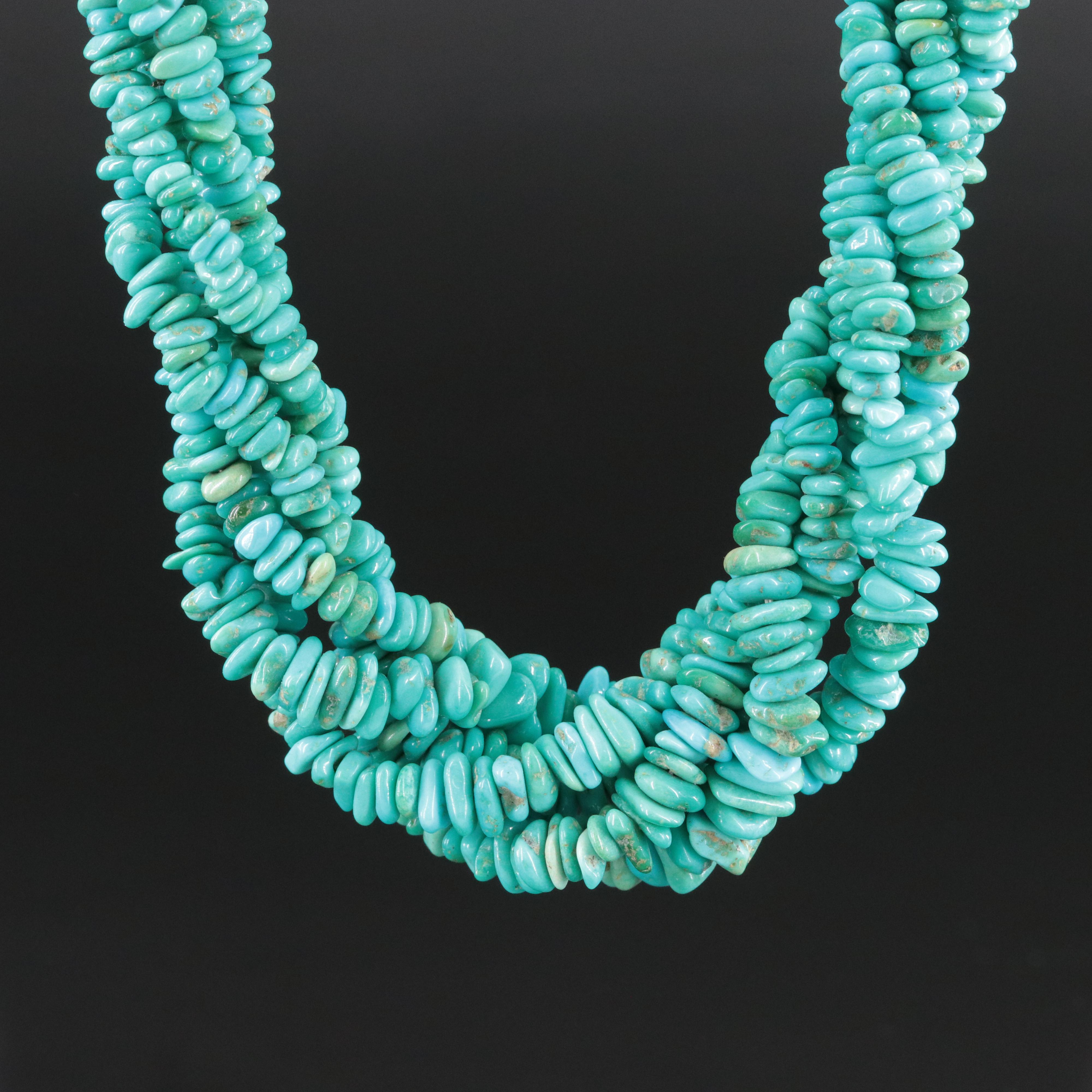 Sterling Turquoise Torsade Necklace