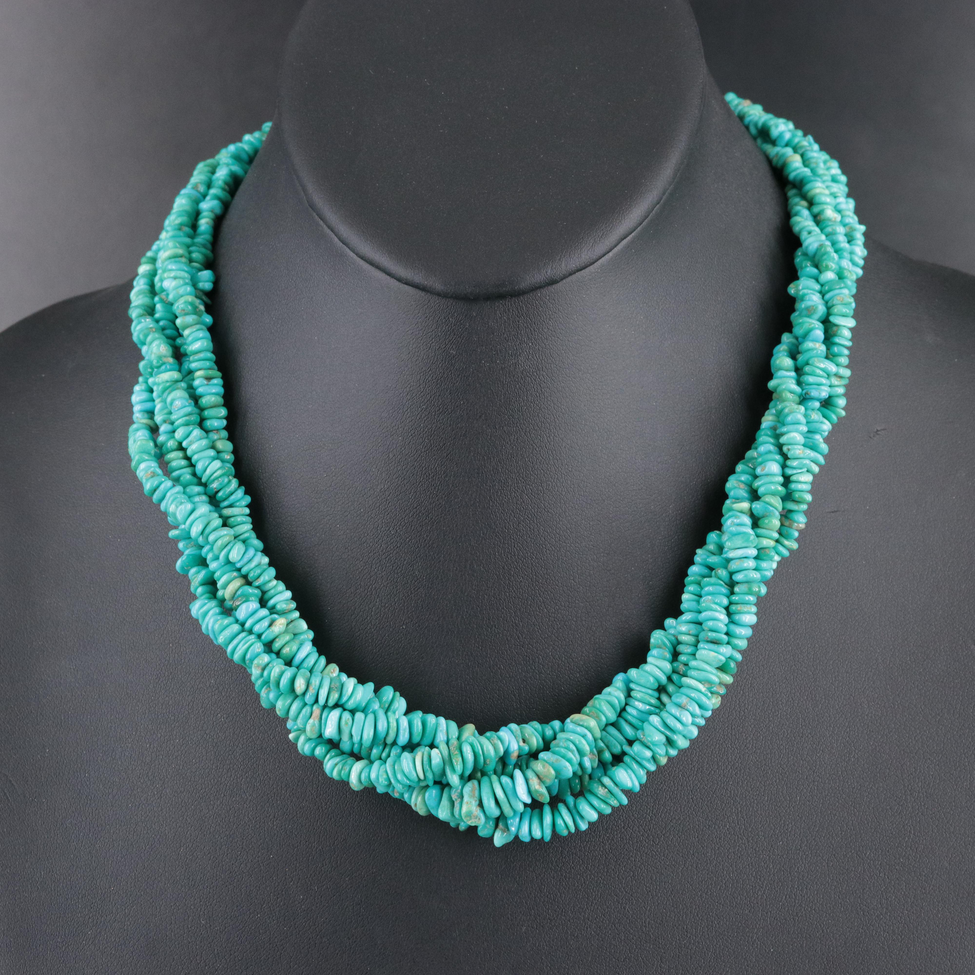 Sterling Turquoise Torsade Necklace