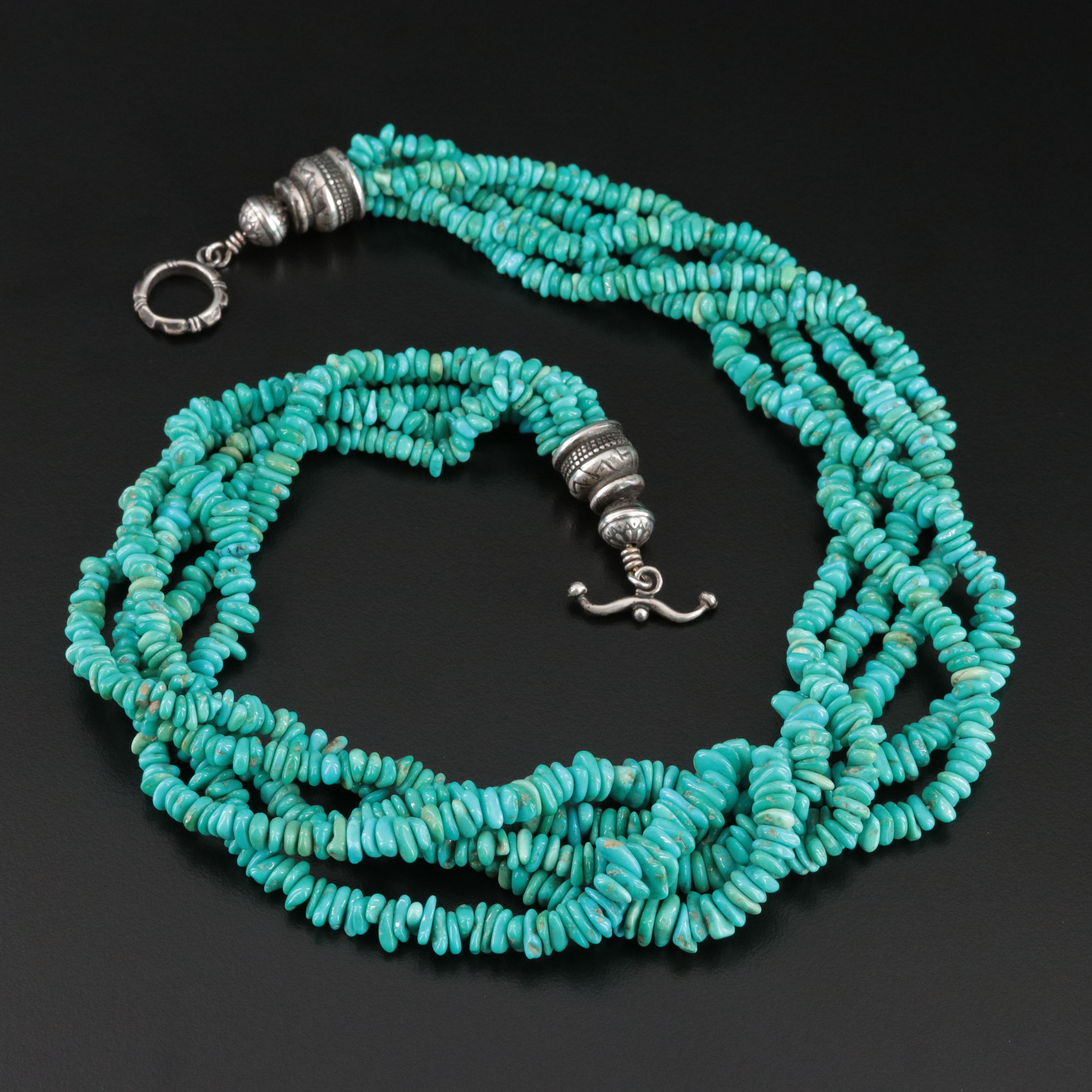 Sterling Turquoise Torsade Necklace