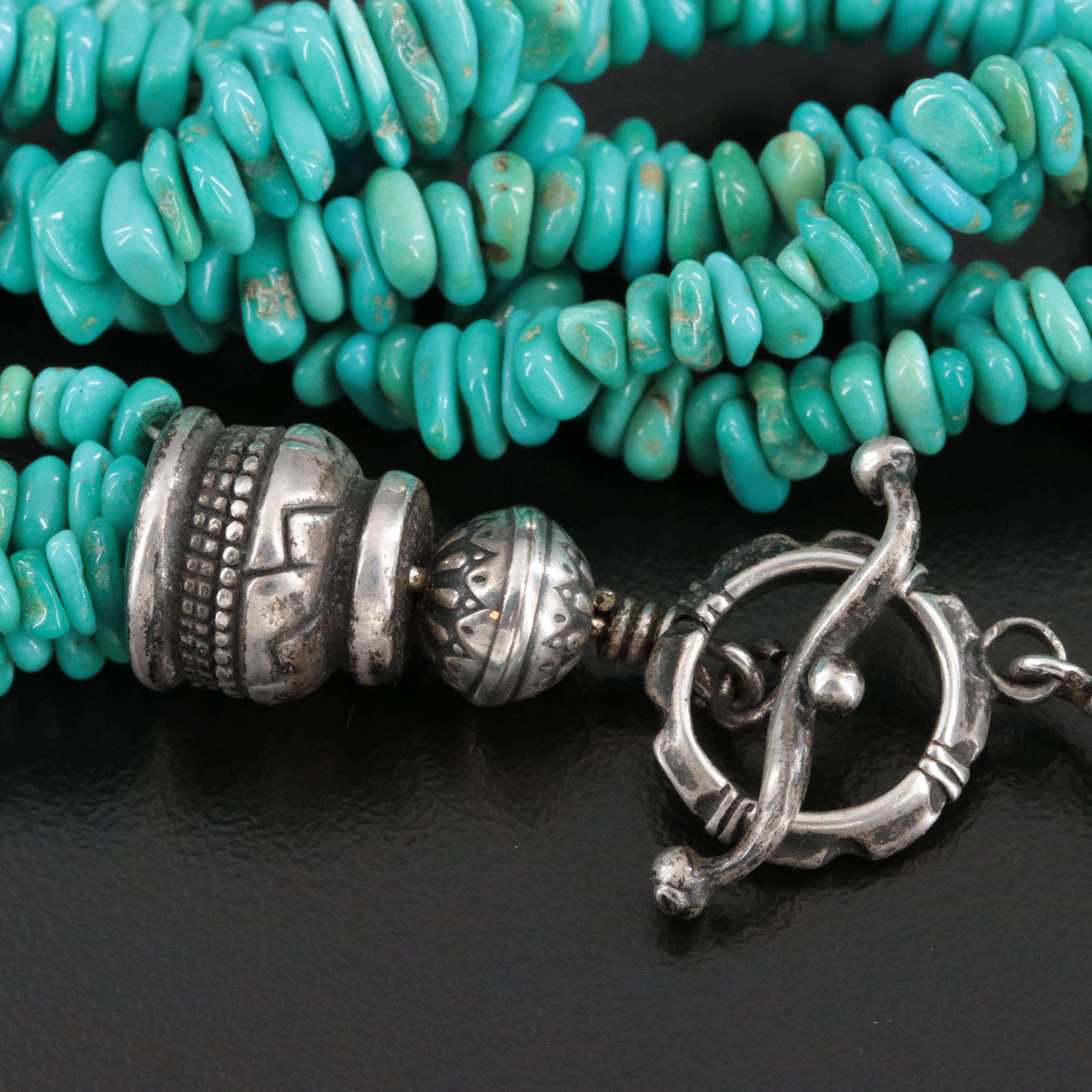 Sterling Turquoise Torsade Necklace