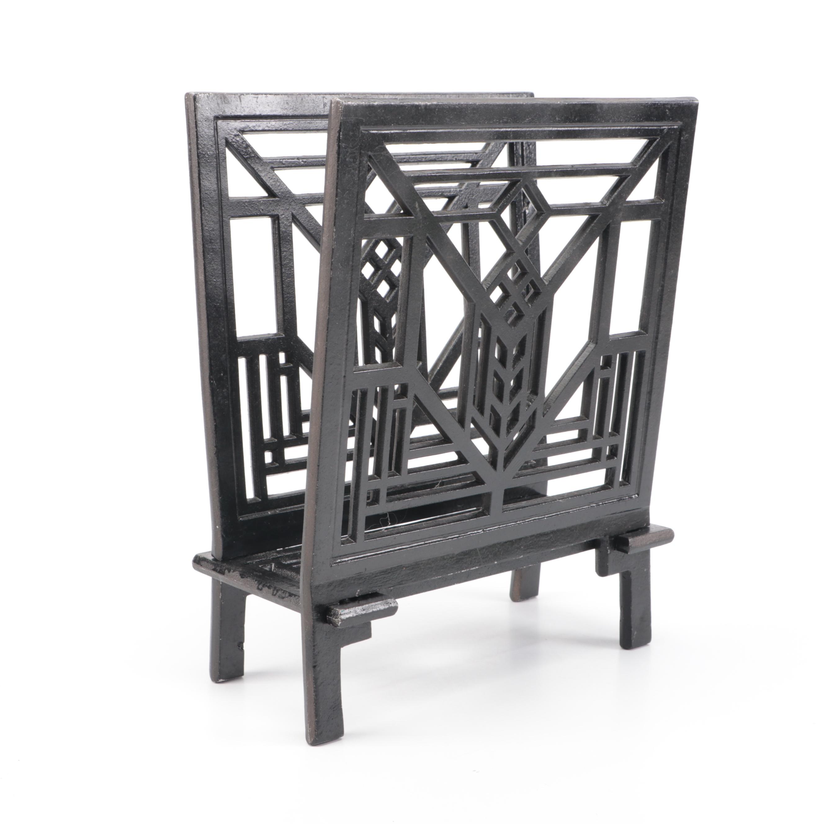 Maclin Studios Frank Lloyd Wright Hotel Geneva Tulip Window Metal Magazine Rack