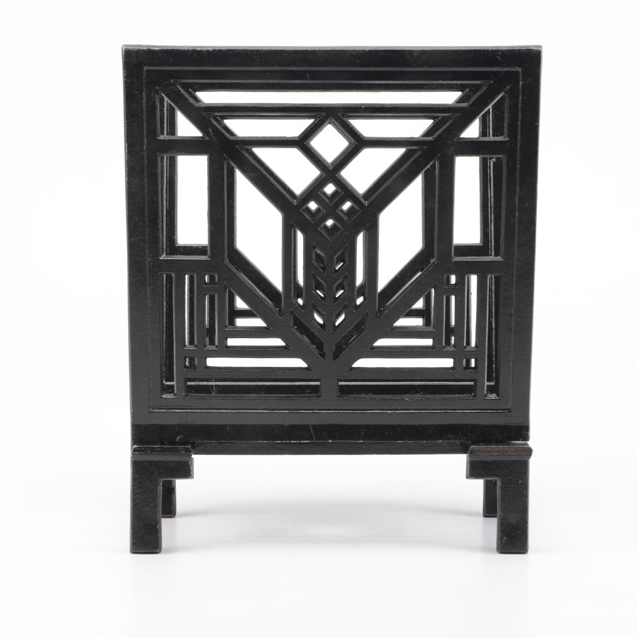 Maclin Studios Frank Lloyd Wright Hotel Geneva Tulip Window Metal Magazine Rack