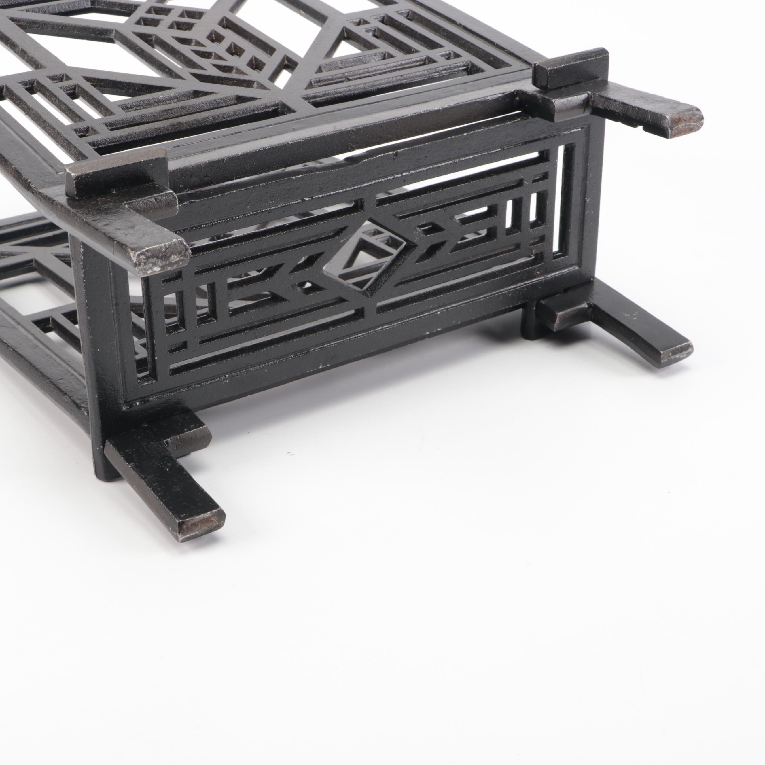 Maclin Studios Frank Lloyd Wright Hotel Geneva Tulip Window Metal Magazine Rack