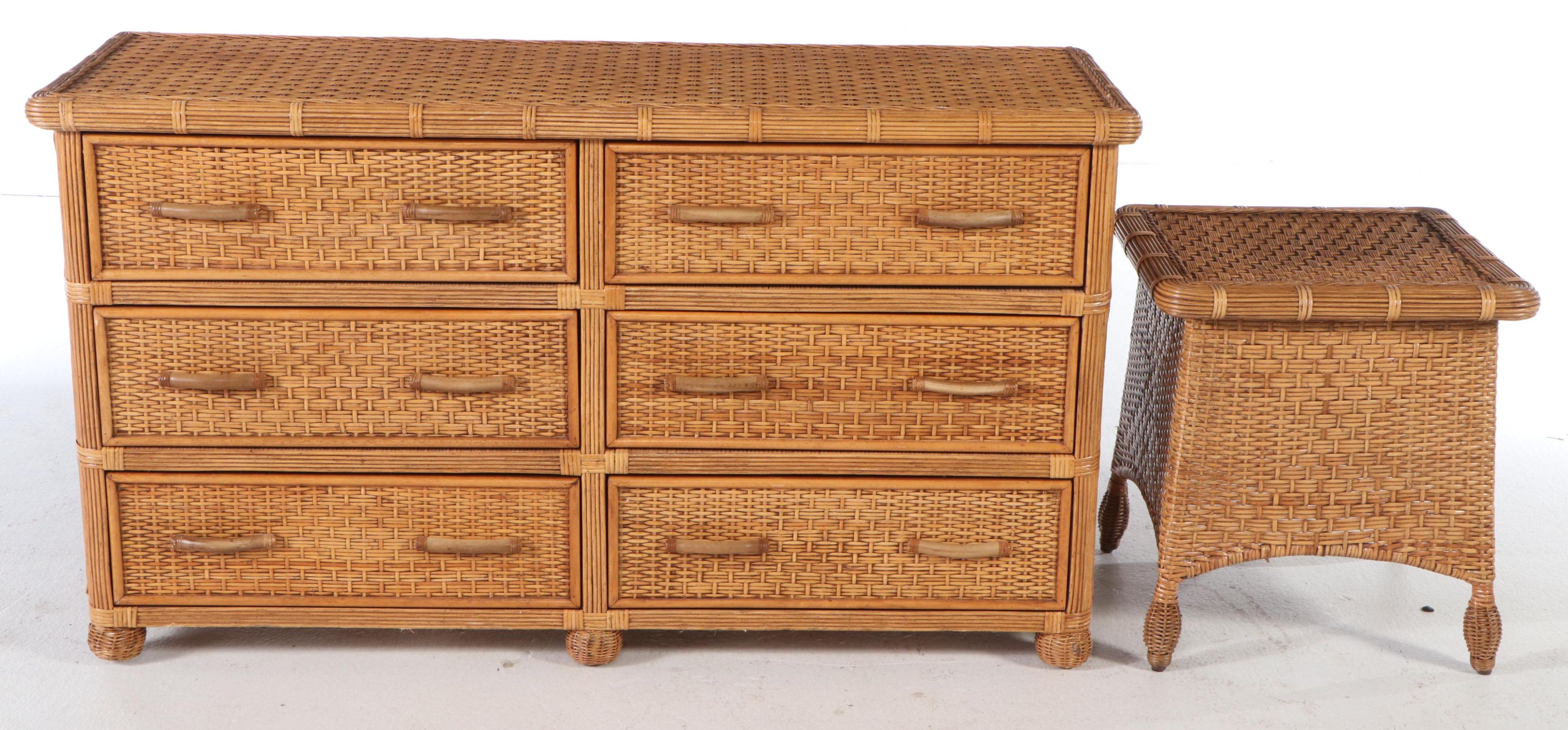 Pier 1 Rattan Chest of Drawers, Chest and Nightstand