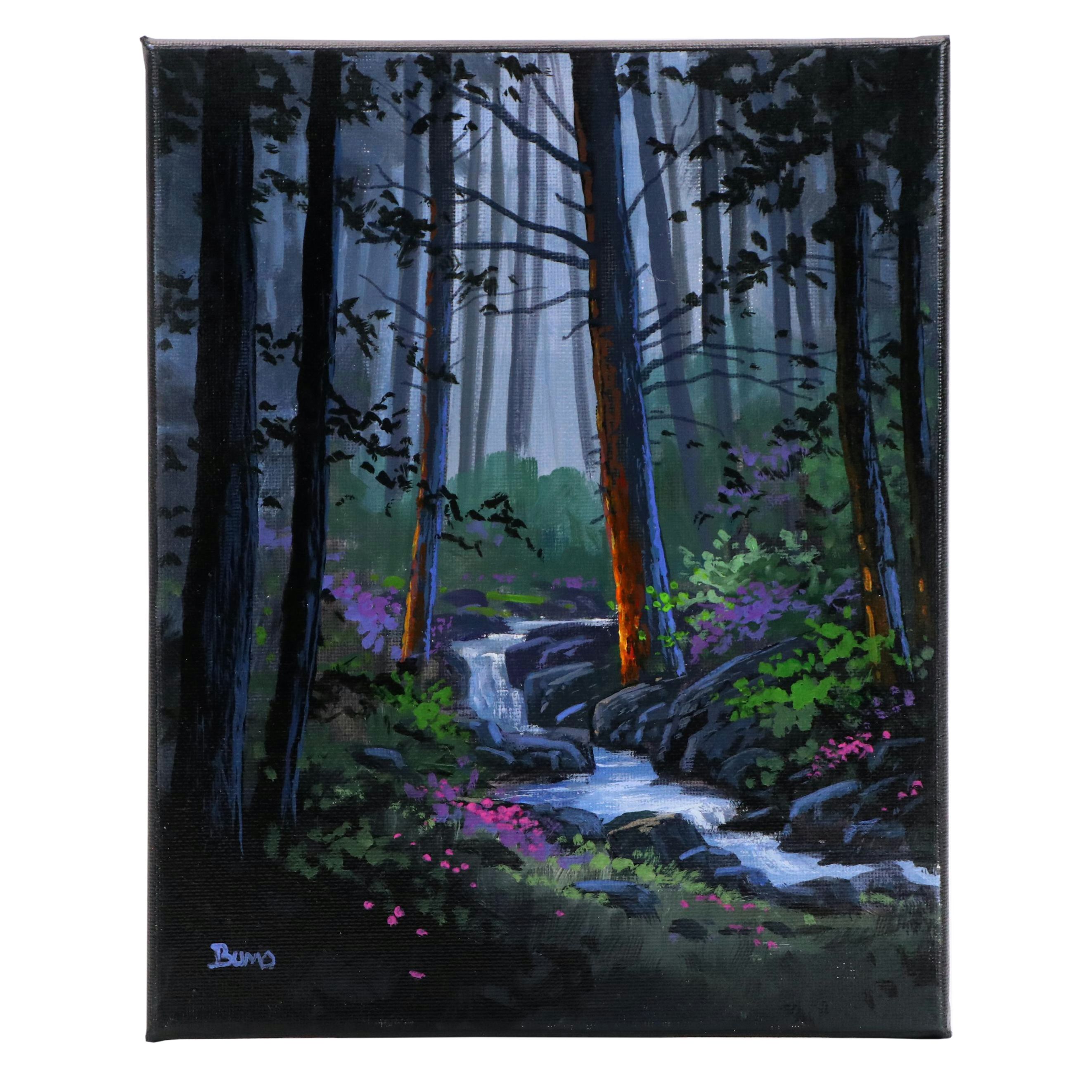 Doug "Bumo" Johnpeer Forest Landscape Oil Painting, 2025