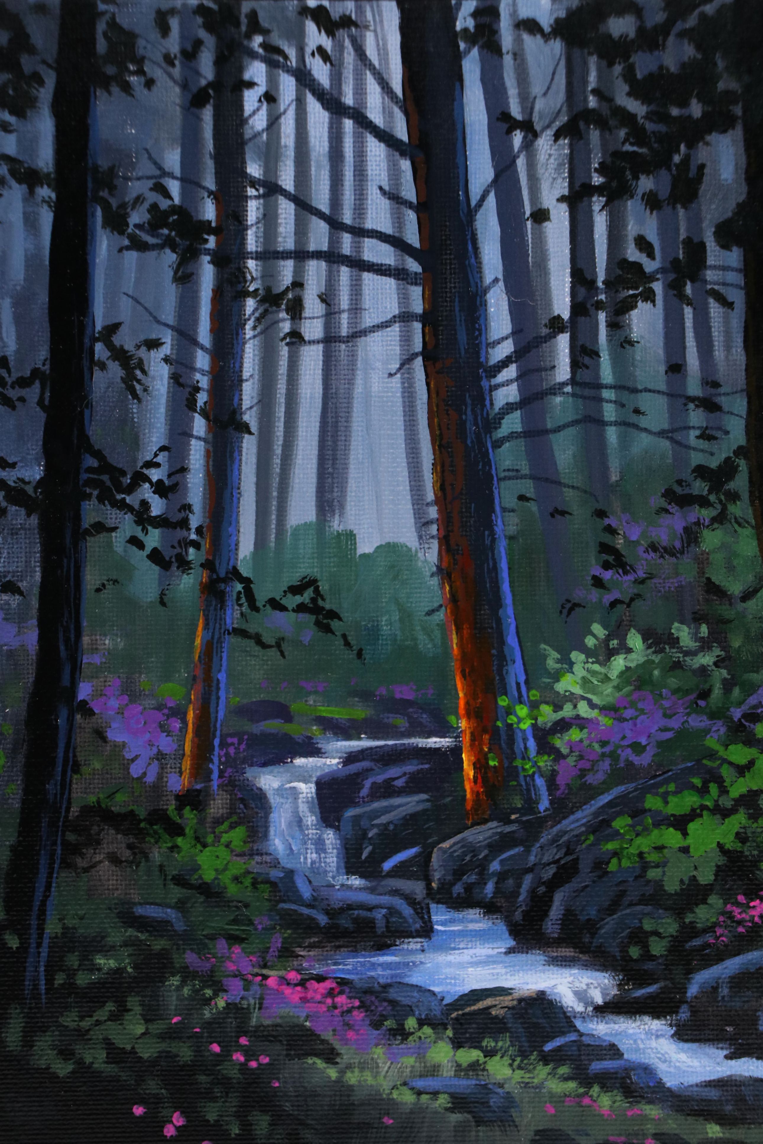 Doug "Bumo" Johnpeer Forest Landscape Oil Painting, 2025