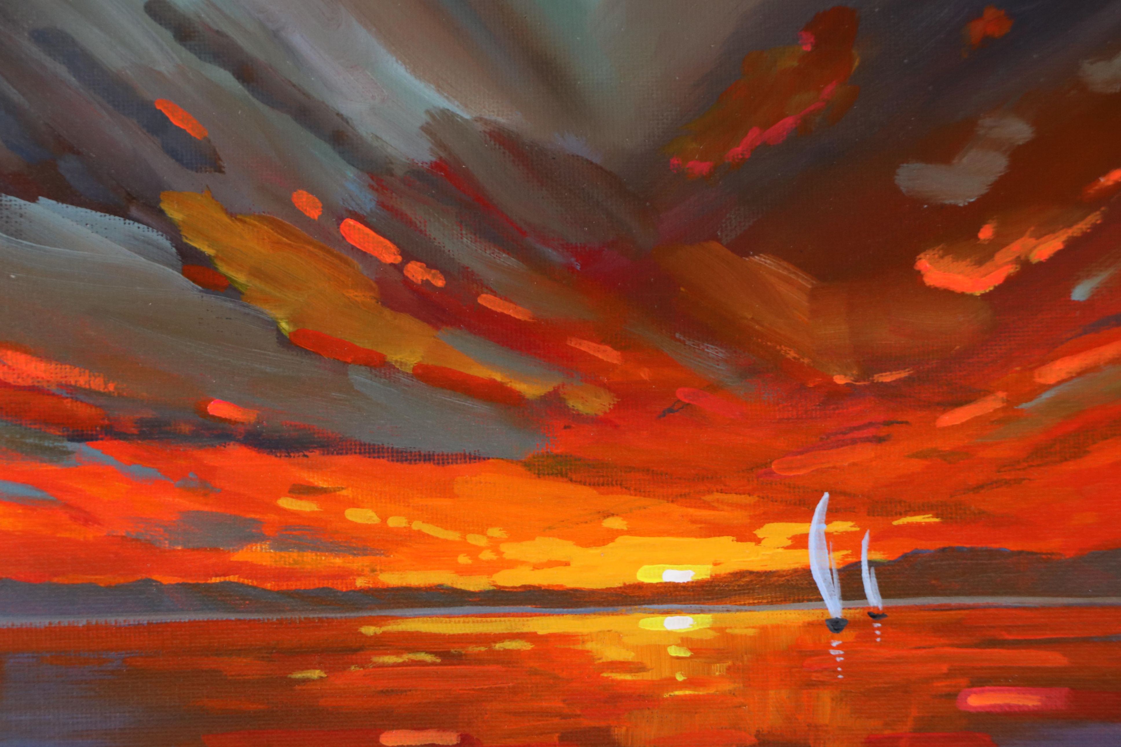 Doug "Bumo" Johnpeer Sunset Seascape Oil Painting, 2025