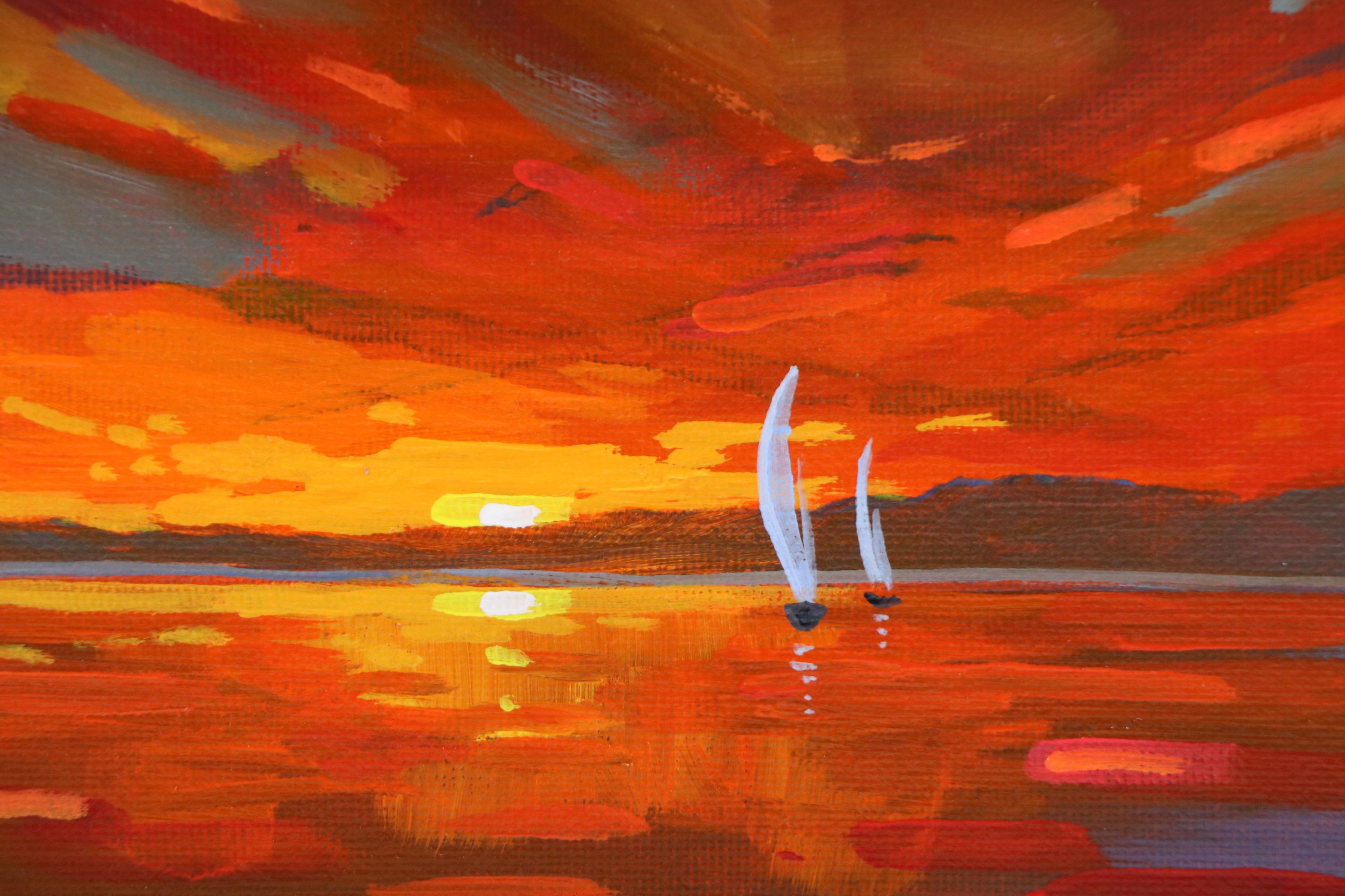 Doug "Bumo" Johnpeer Sunset Seascape Oil Painting, 2025