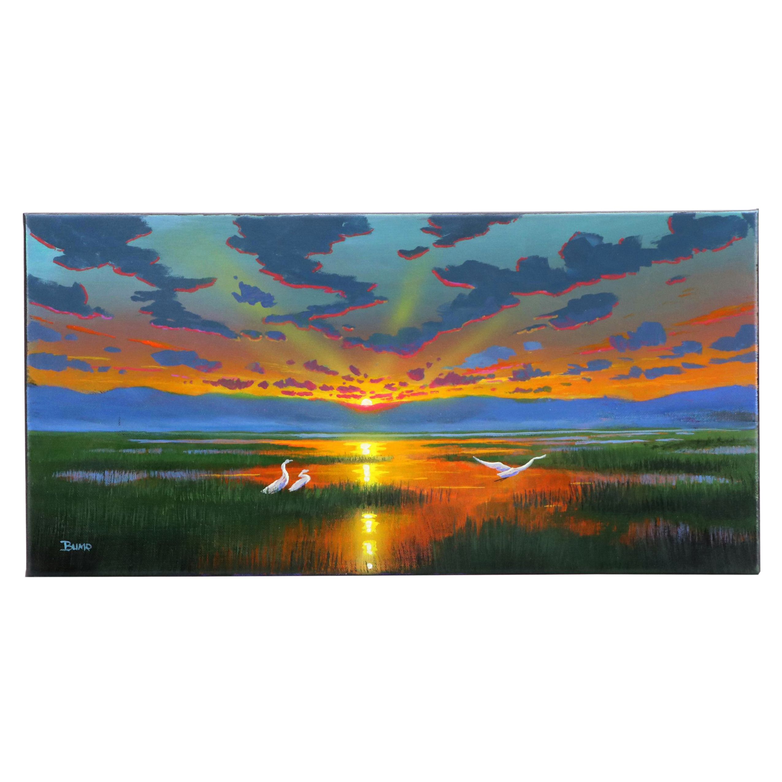 Doug "Bumo" Johnpeer Sunset Landscape Oil Painting, 2025