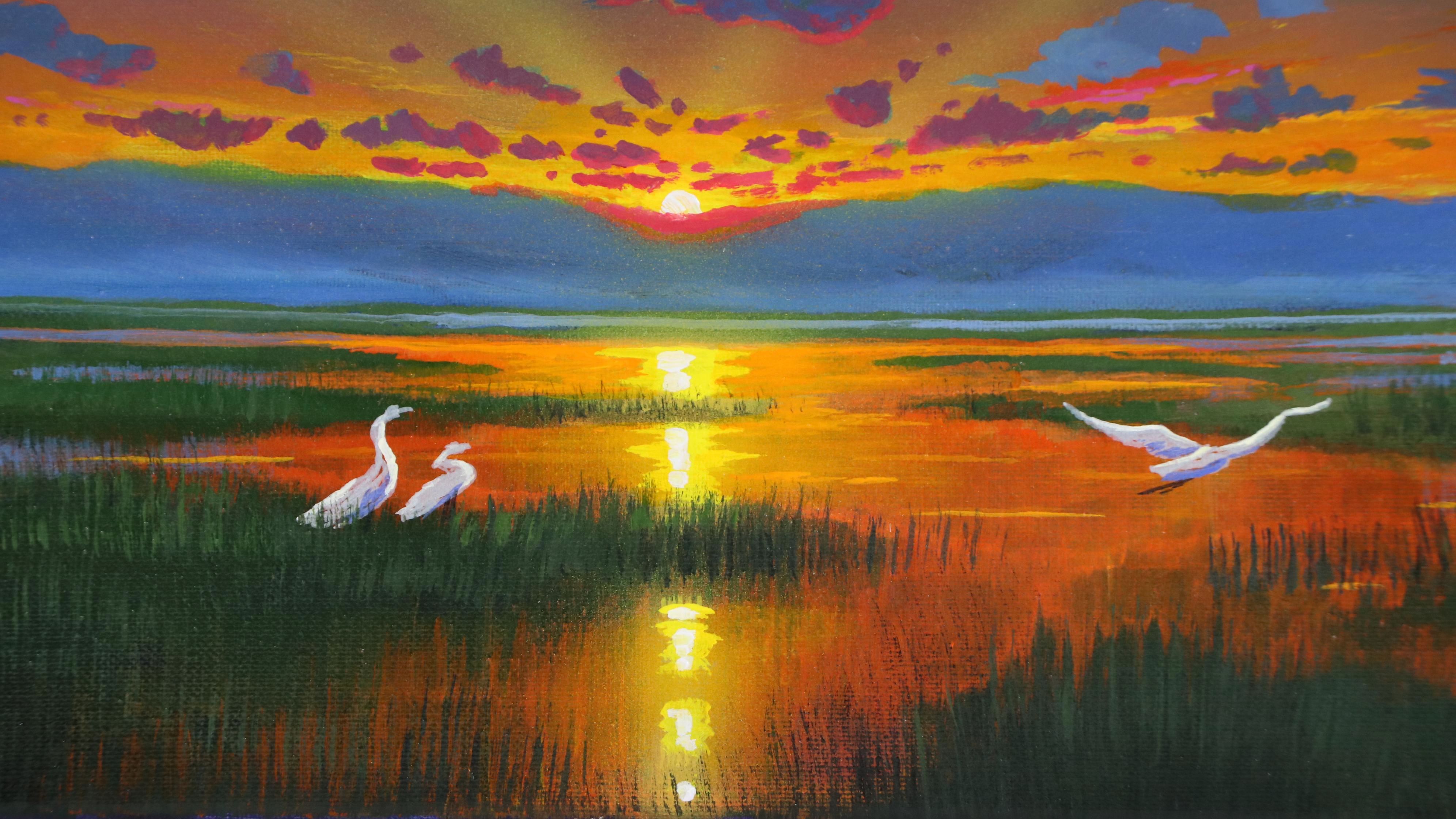 Doug "Bumo" Johnpeer Sunset Landscape Oil Painting, 2025