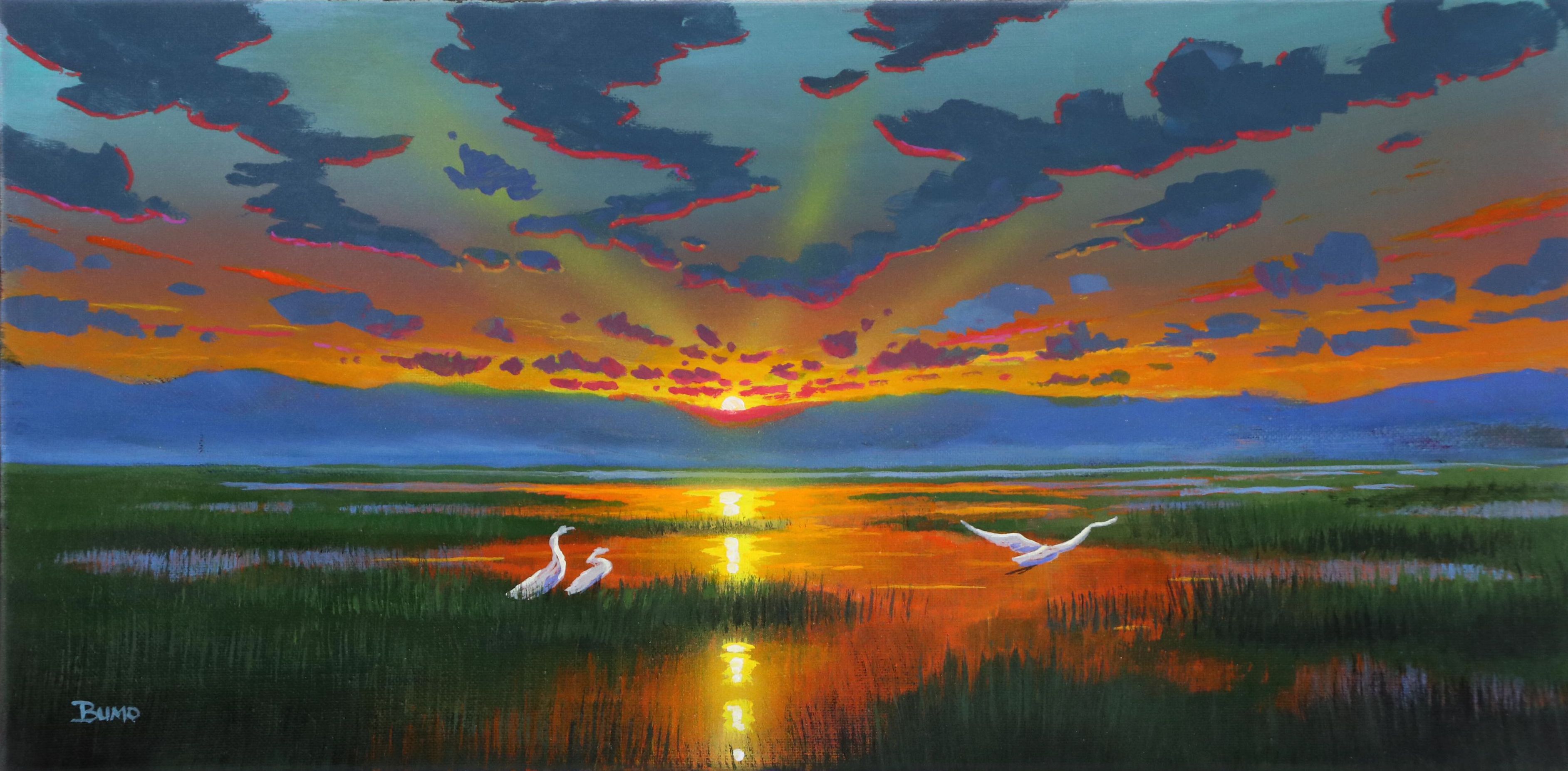 Doug "Bumo" Johnpeer Sunset Landscape Oil Painting, 2025
