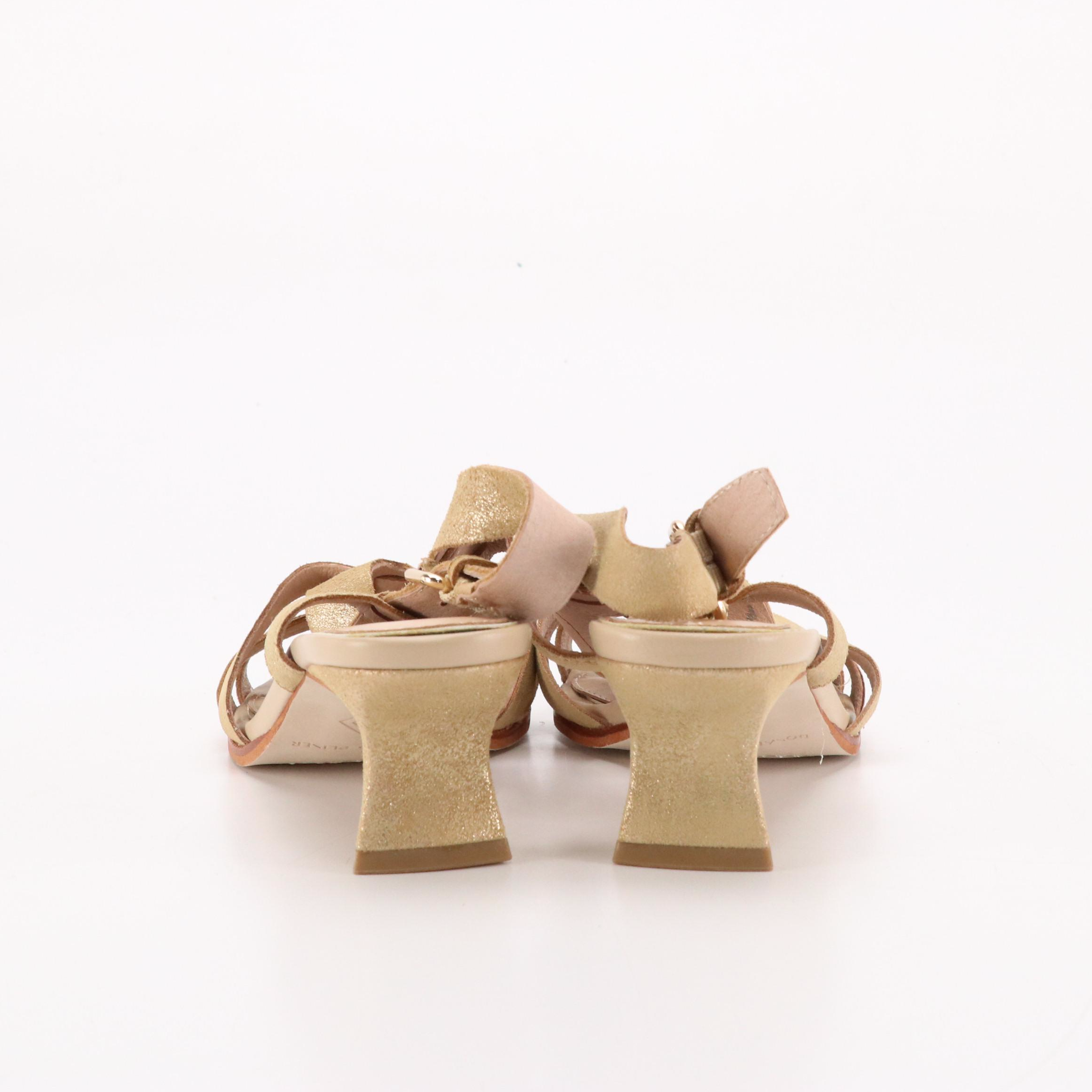 Donald J Pliner Kaia Crinkled Patent Leather and Talbots Leather Heeled Sandals