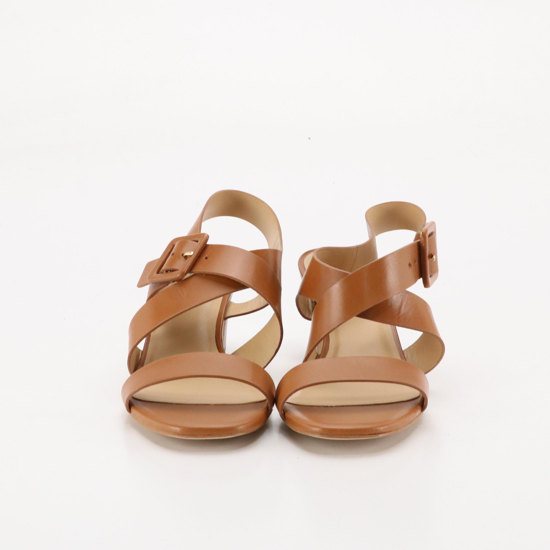 Donald J Pliner Kaia Crinkled Patent Leather and Talbots Leather Heeled Sandals