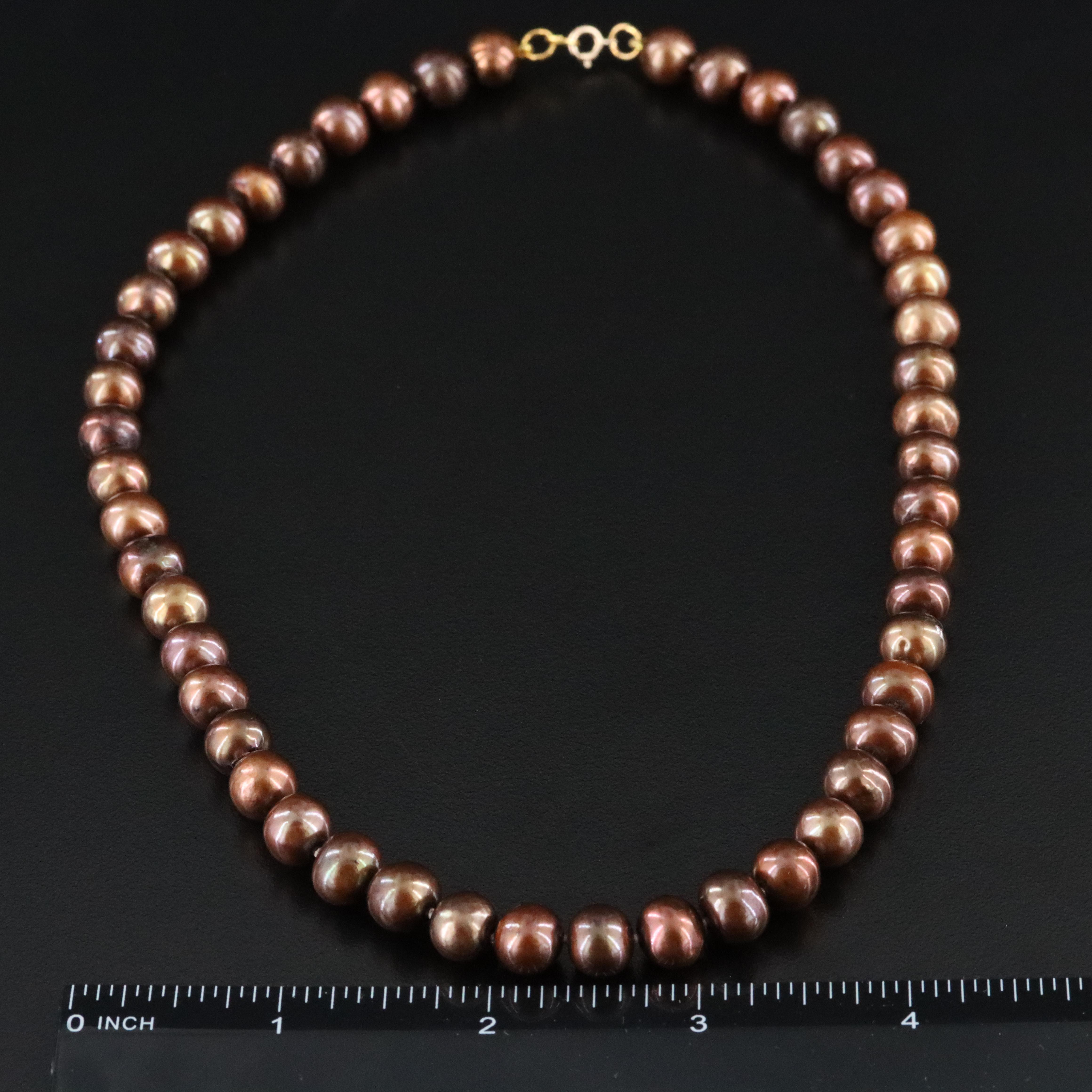 9.00 – 9.50mm Cultured Pearl Beaded Necklace with 14K Clasp