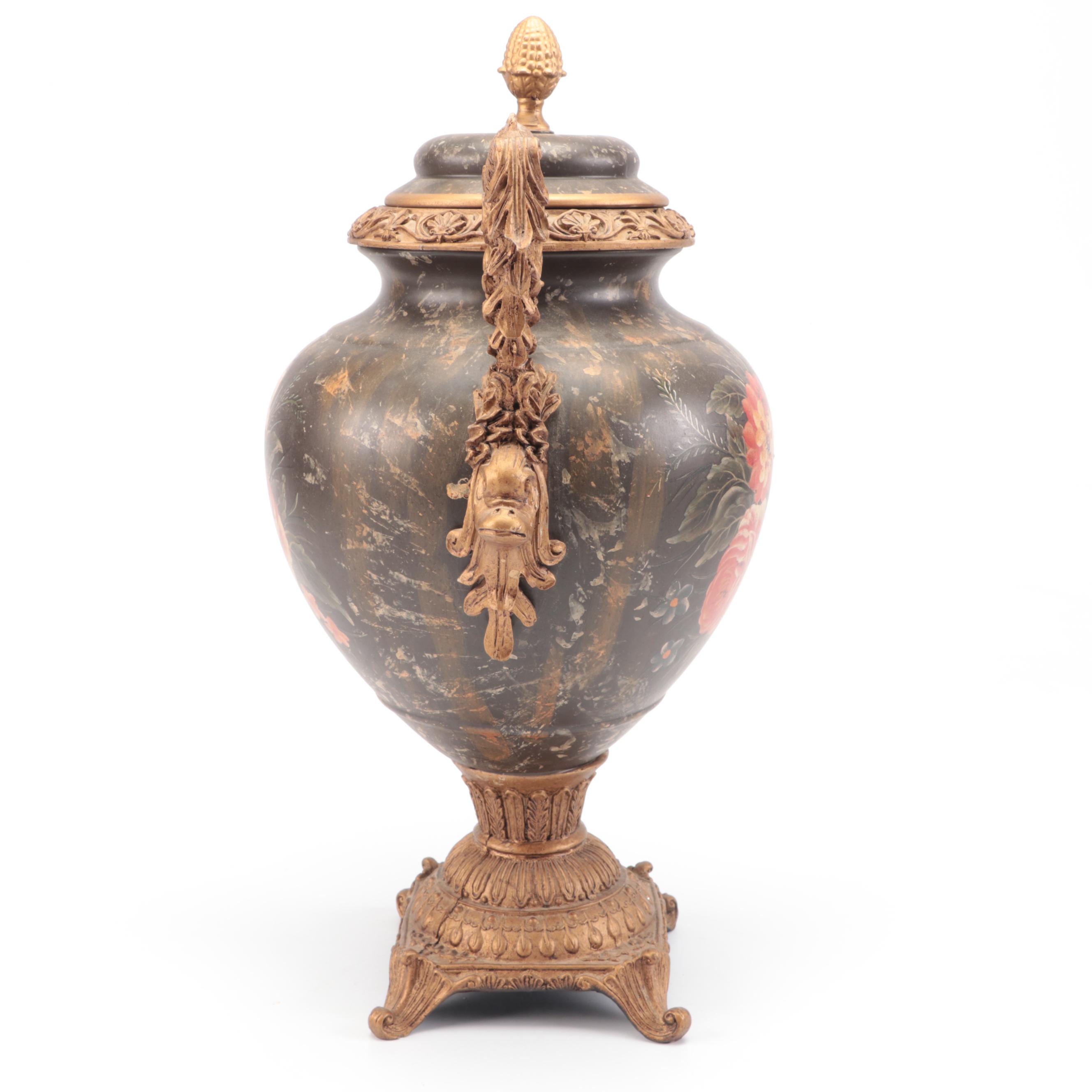 Baroque Style Bronze Veneer Ceramic Urn
