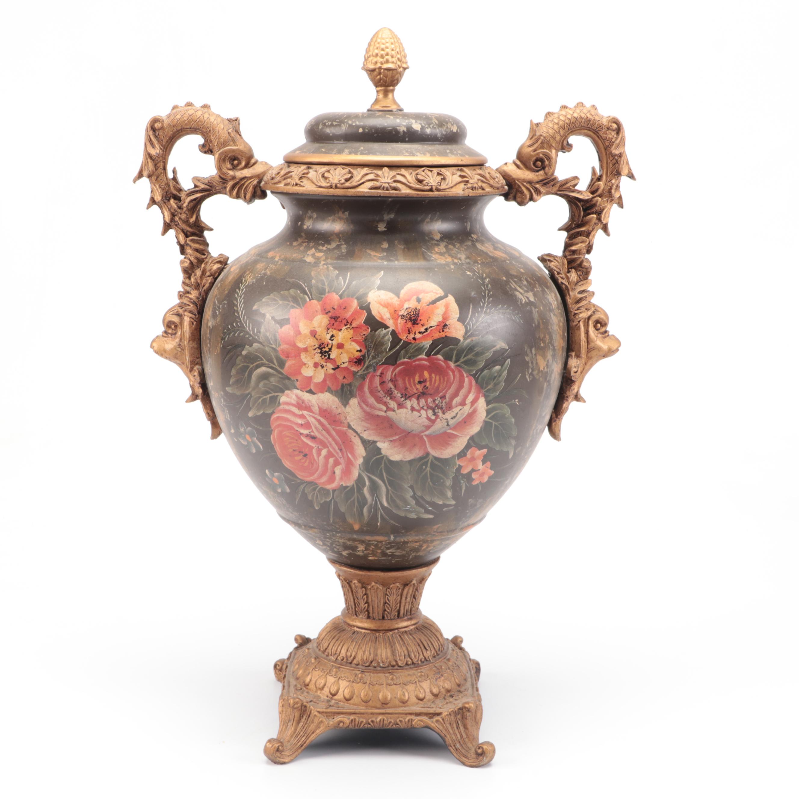 Baroque Style Bronze Veneer Ceramic Urn