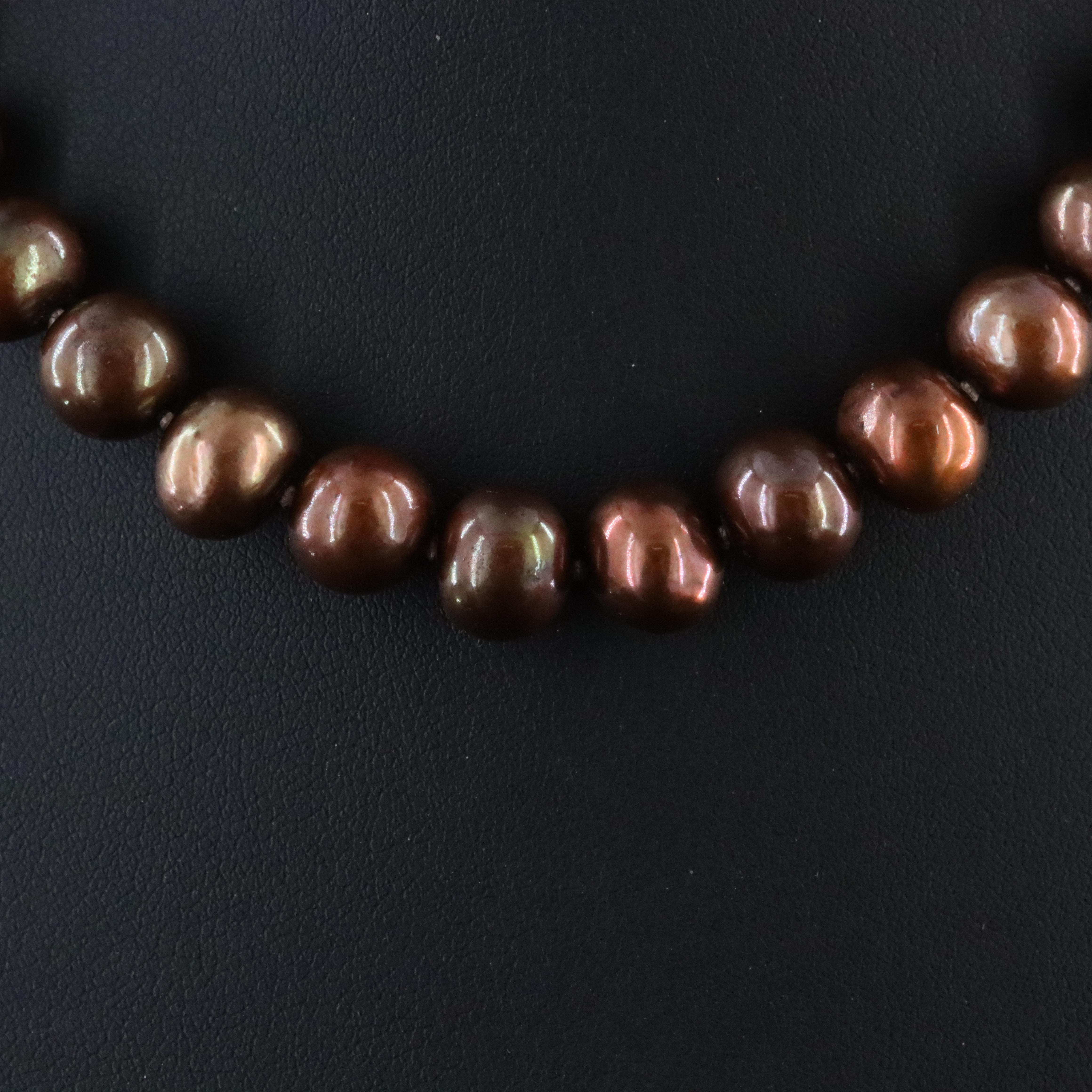 9.00 – 9.50mm Cultured Pearl Beaded Necklace with 14K Clasp