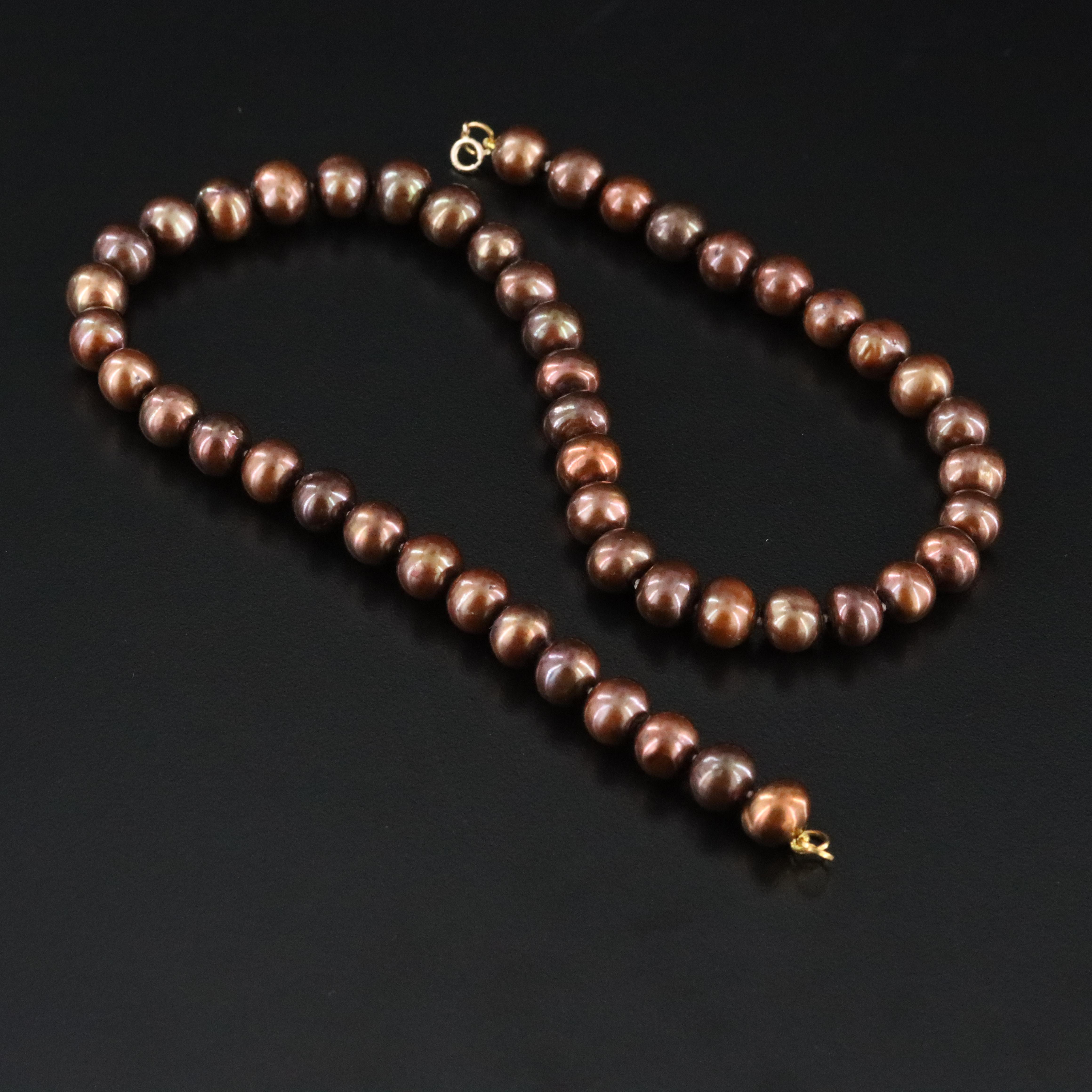 9.00 – 9.50mm Cultured Pearl Beaded Necklace with 14K Clasp