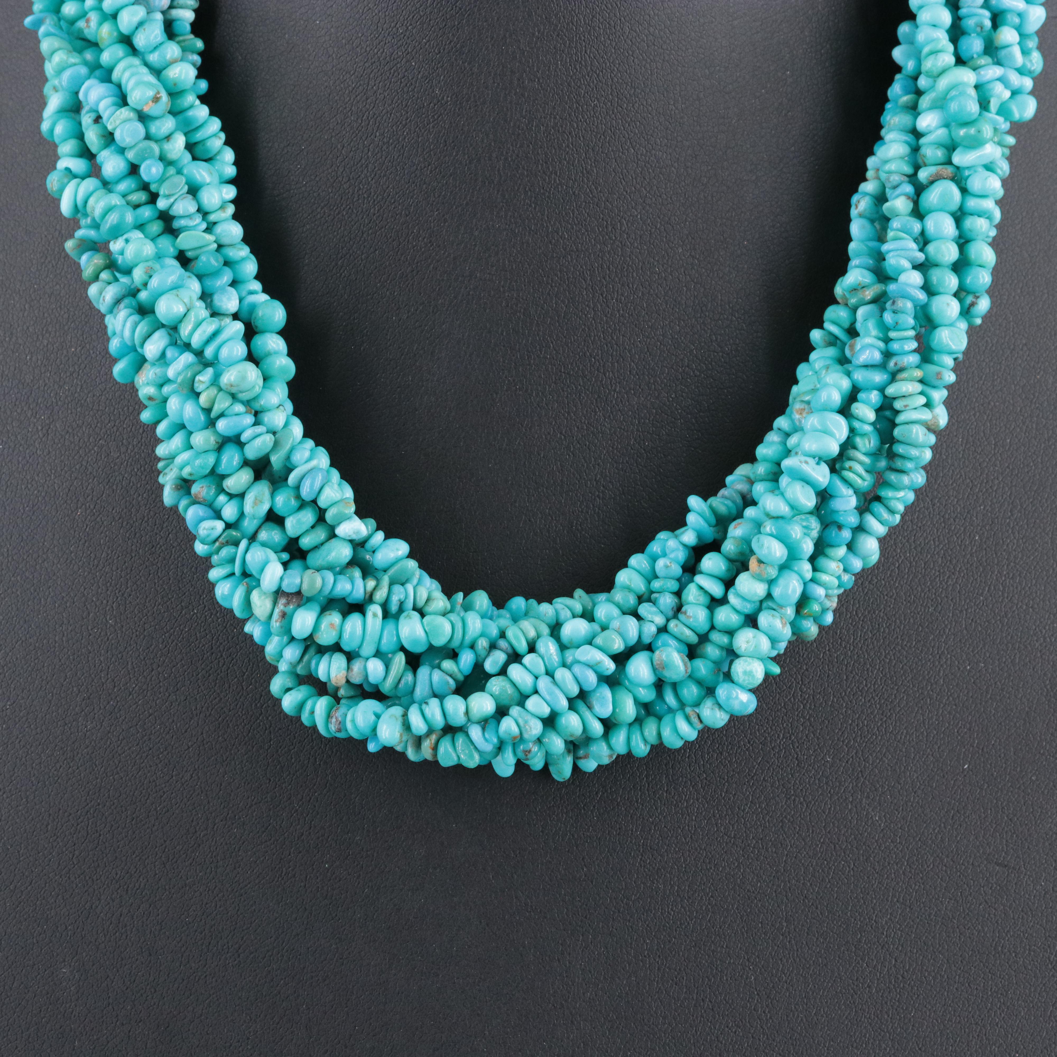 Carolyn Pollack Sterling Turquoise Torsade Necklace