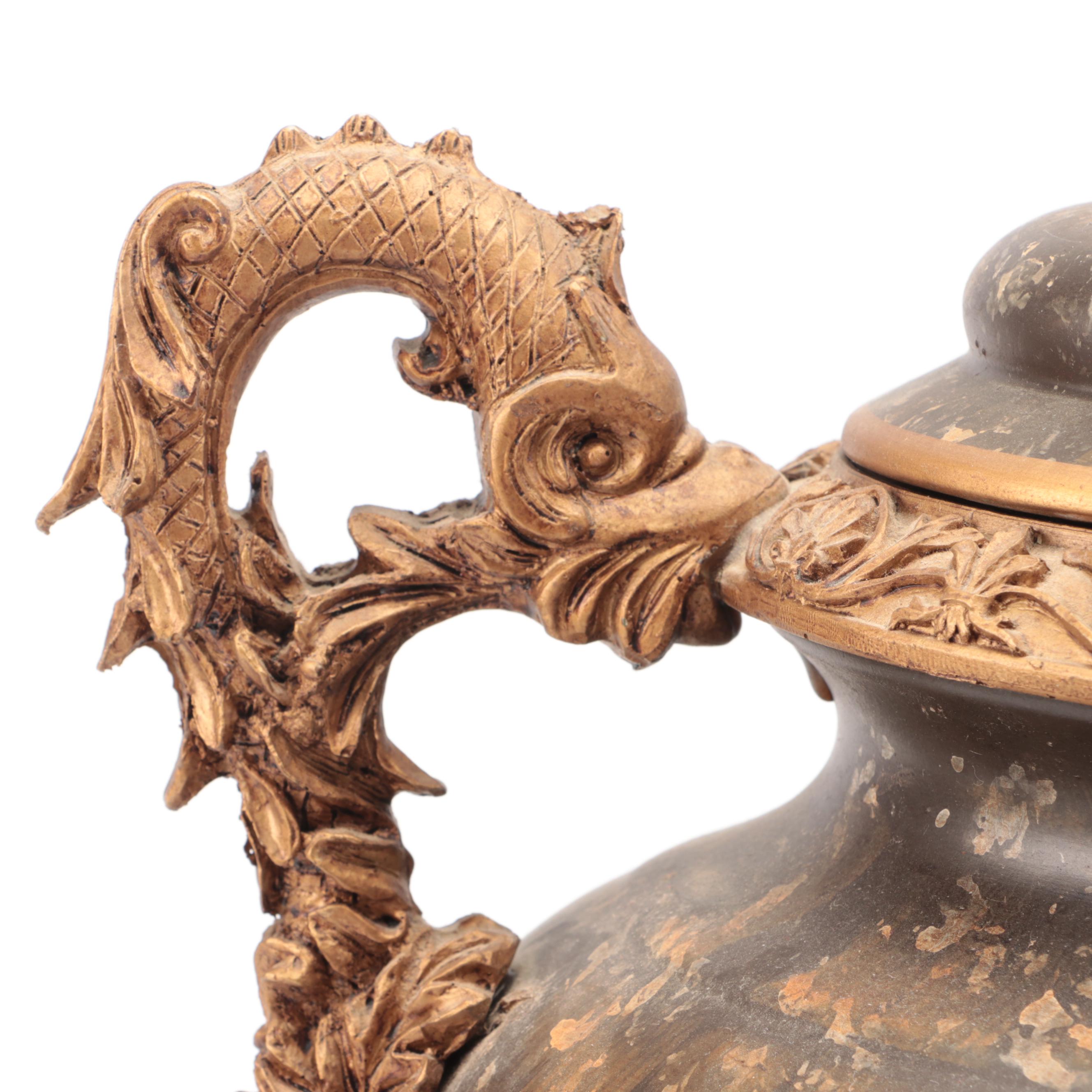 Baroque Style Bronze Veneer Ceramic Urn
