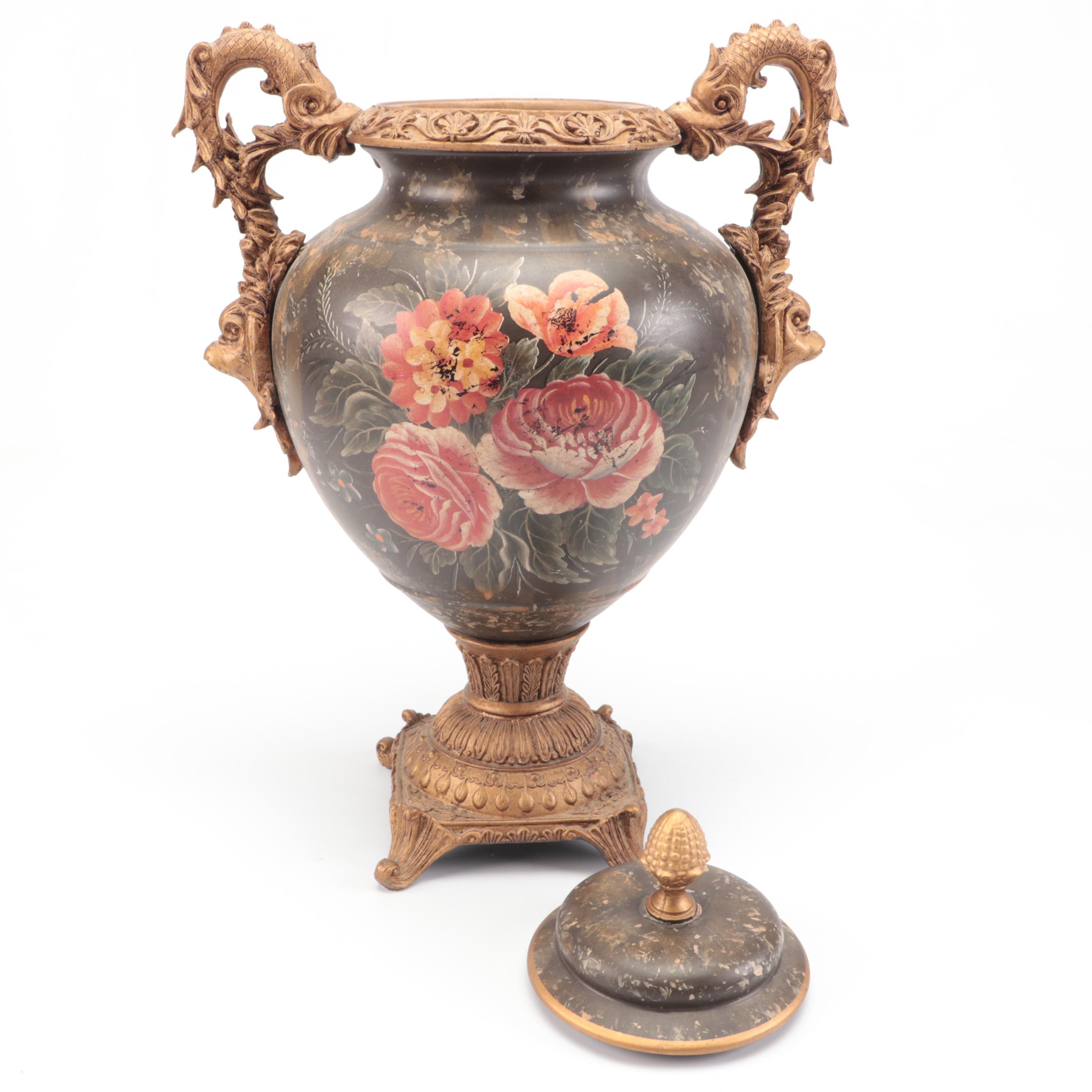 Baroque Style Bronze Veneer Ceramic Urn