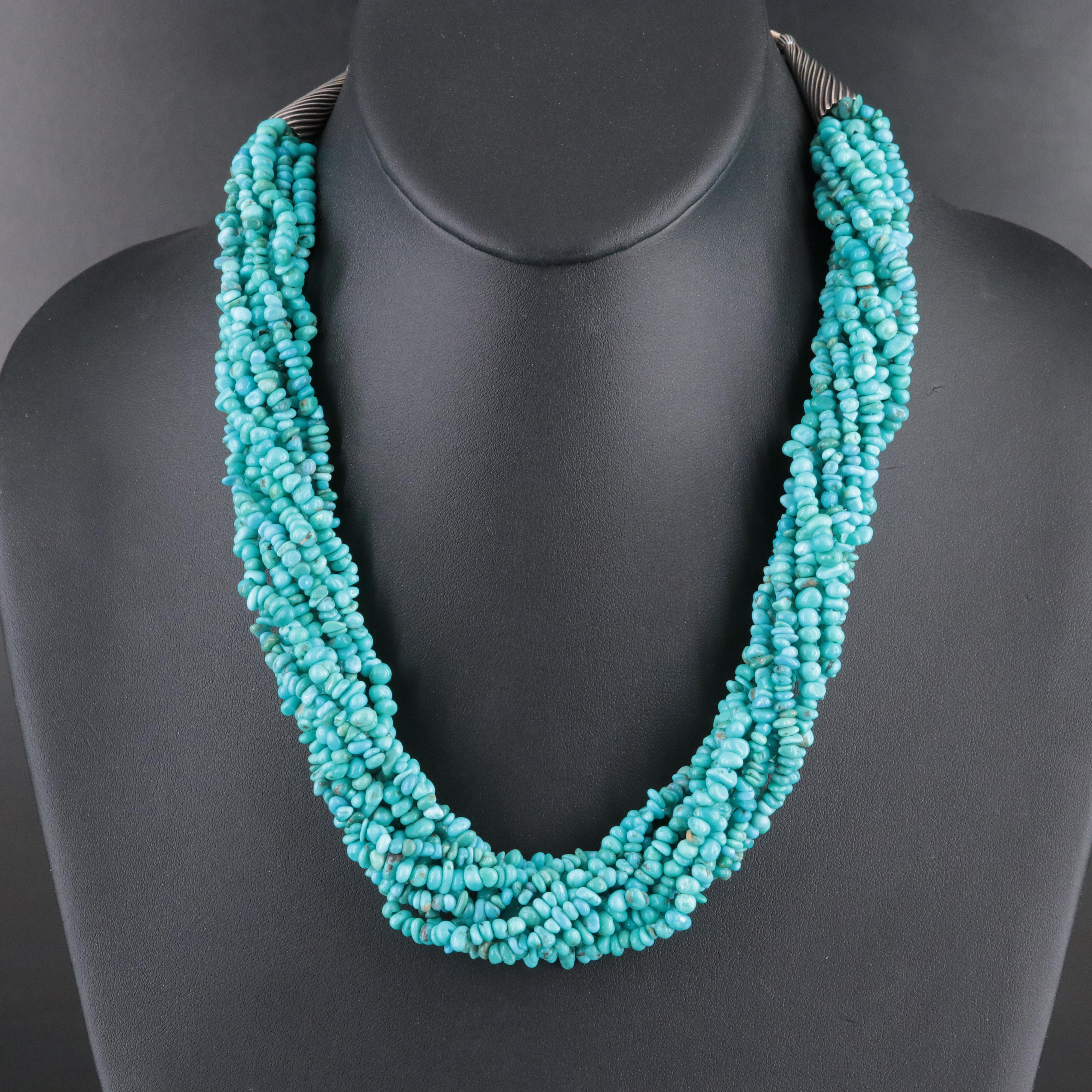 Carolyn Pollack Sterling Turquoise Torsade Necklace
