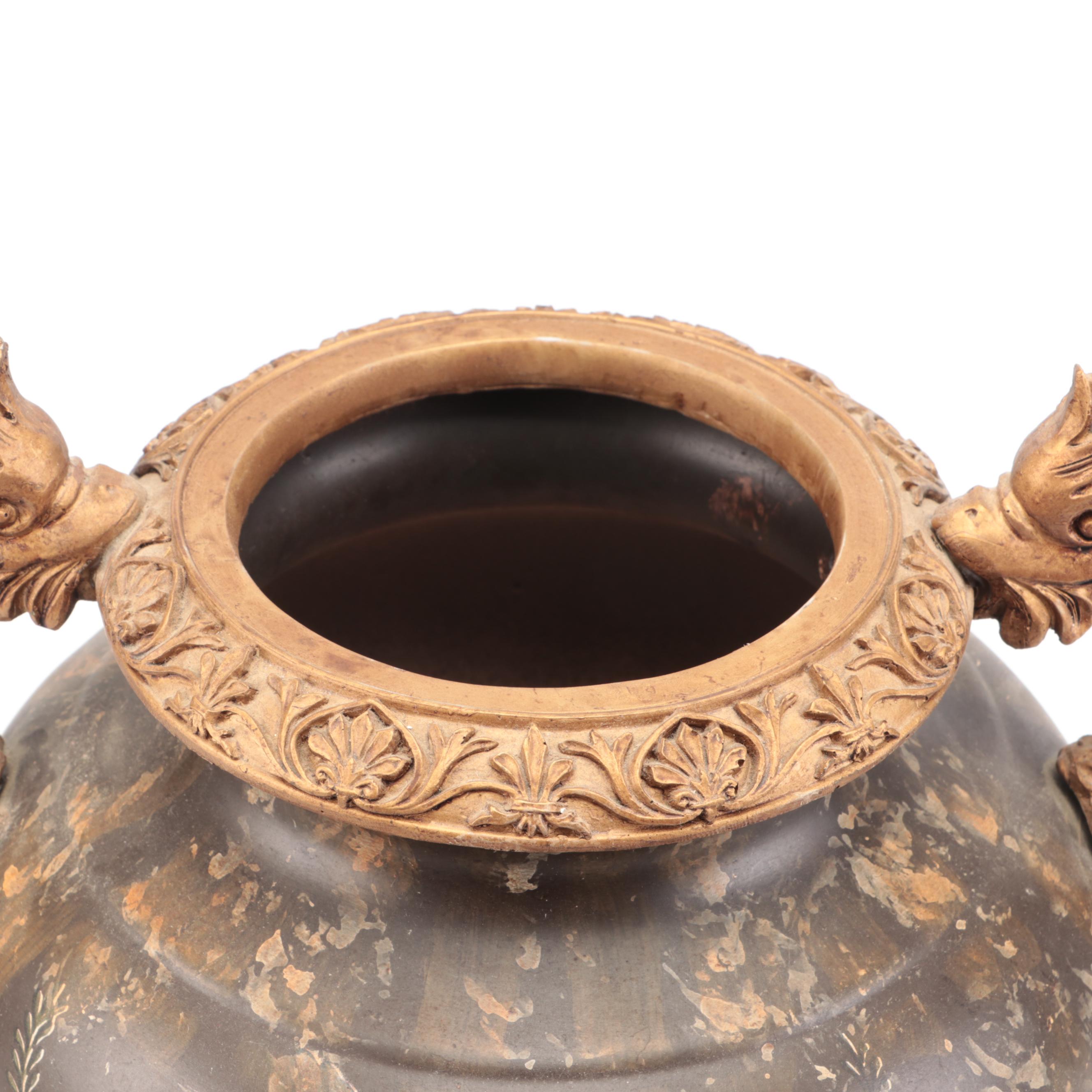 Baroque Style Bronze Veneer Ceramic Urn