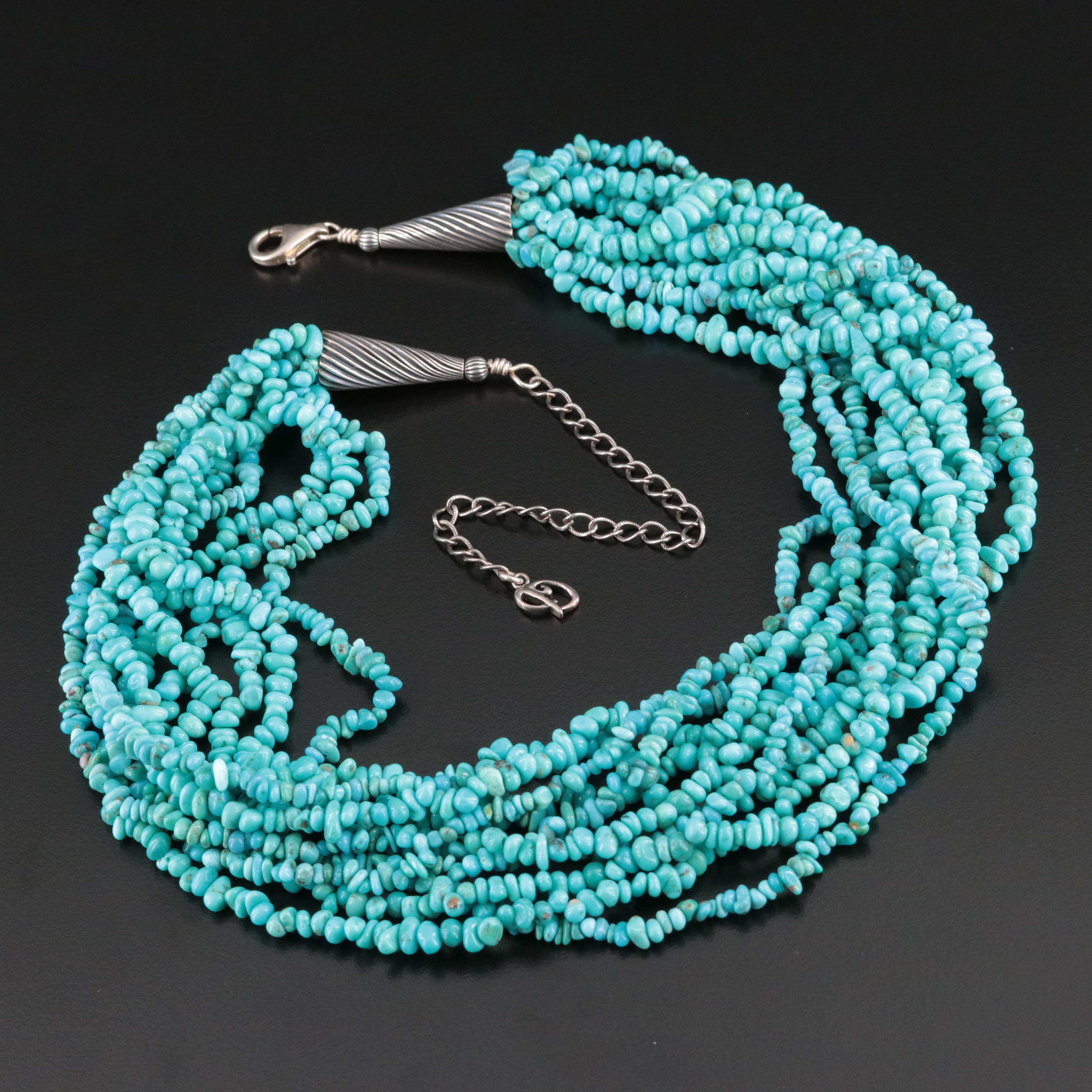 Carolyn Pollack Sterling Turquoise Torsade Necklace