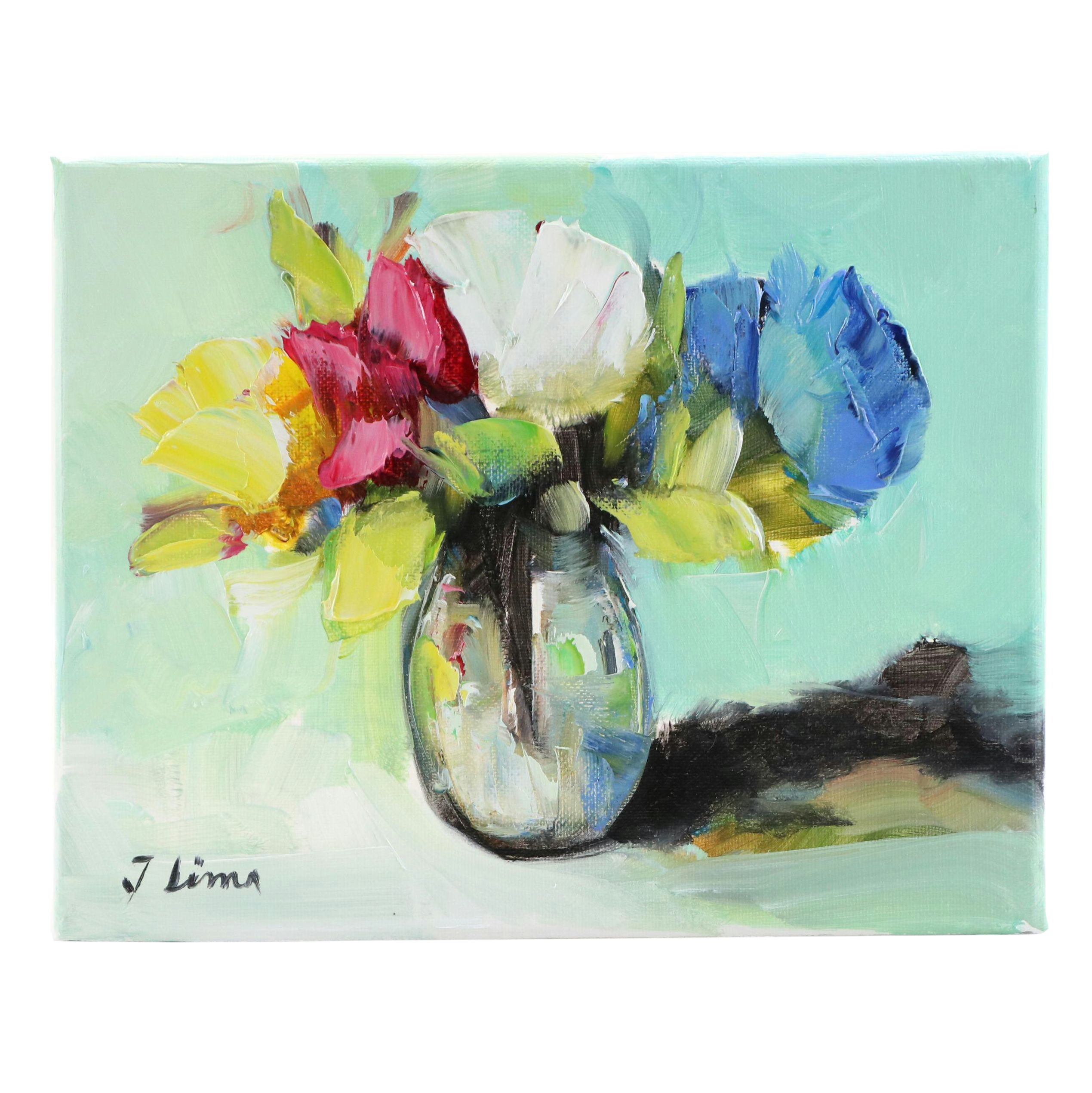 José M. Lima Floral Still Life Oil Painting, 2025