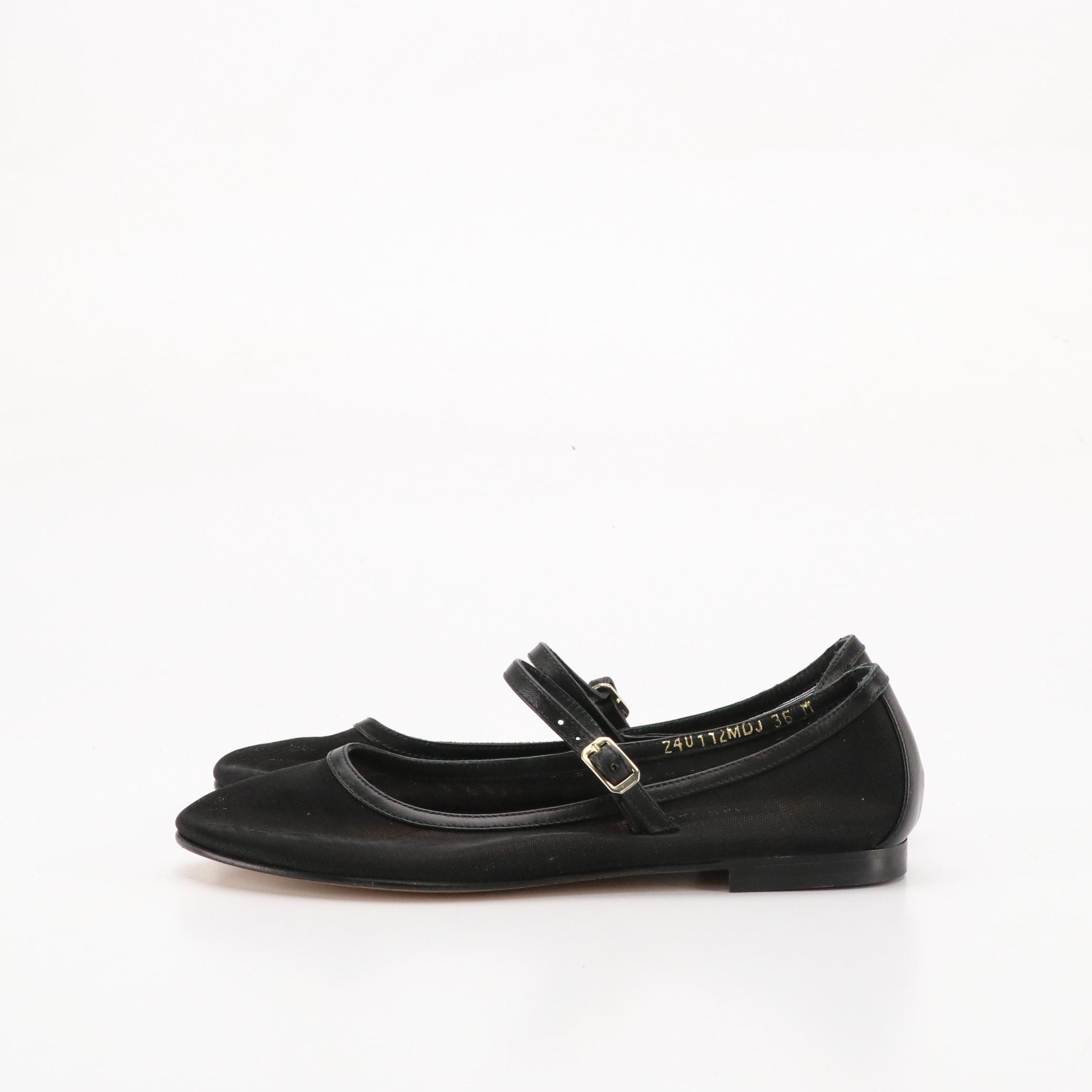 Margaux The Demi Jane Black Mesh and Leather Flats with Menina Pointed-Toe Flats