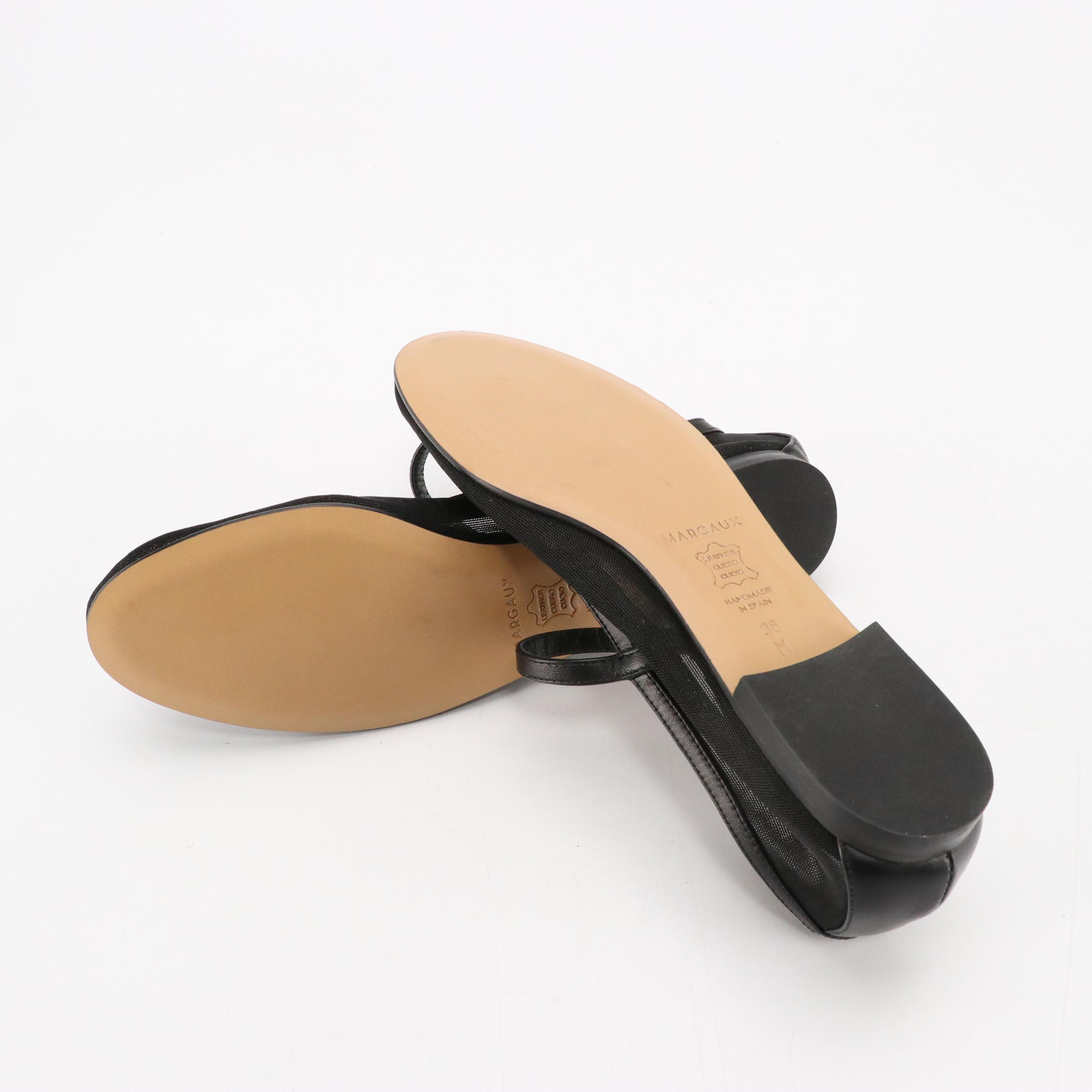 Margaux The Demi Jane Black Mesh and Leather Flats with Menina Pointed-Toe Flats