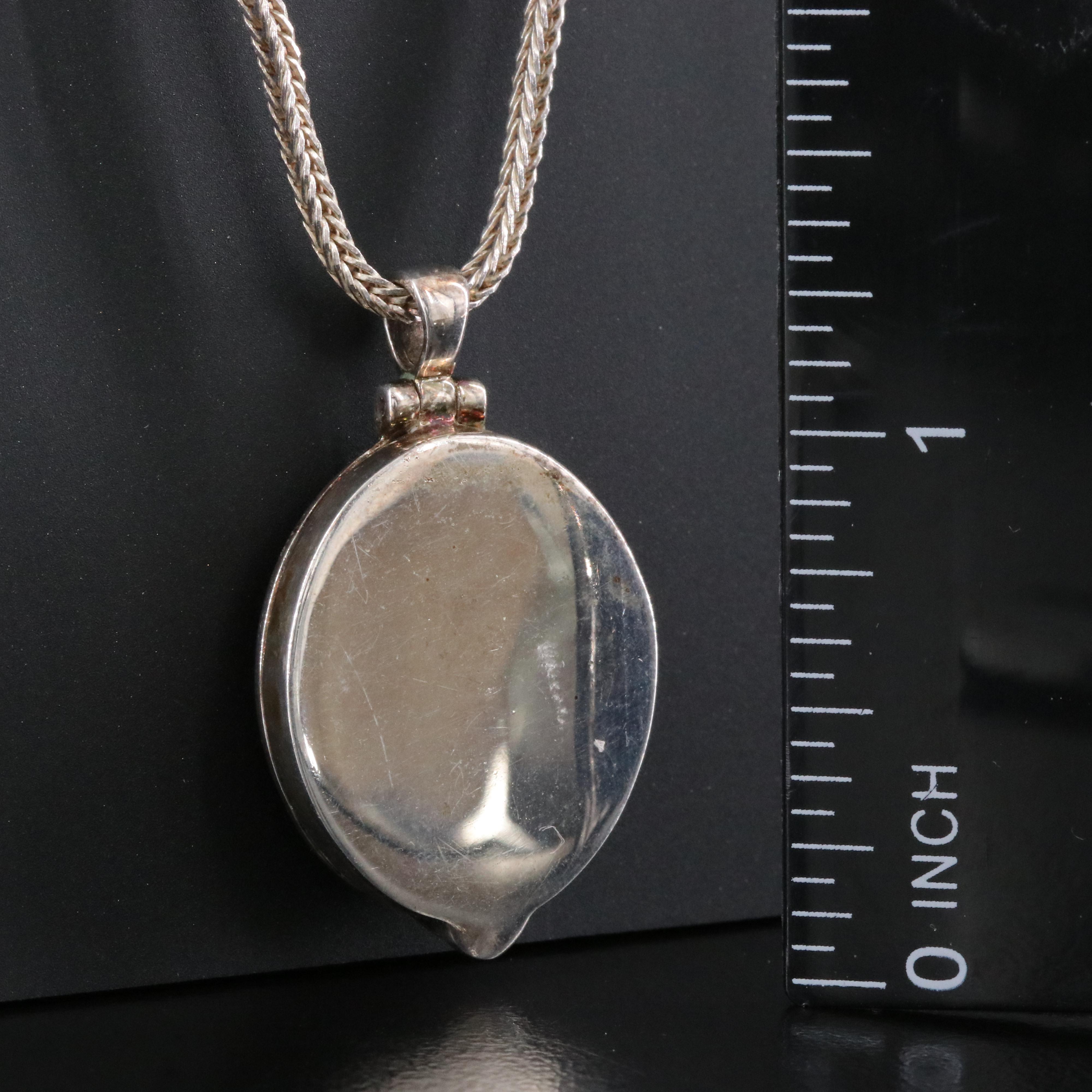 Anatole Sterling Locket and Foxtail Chain Necklace