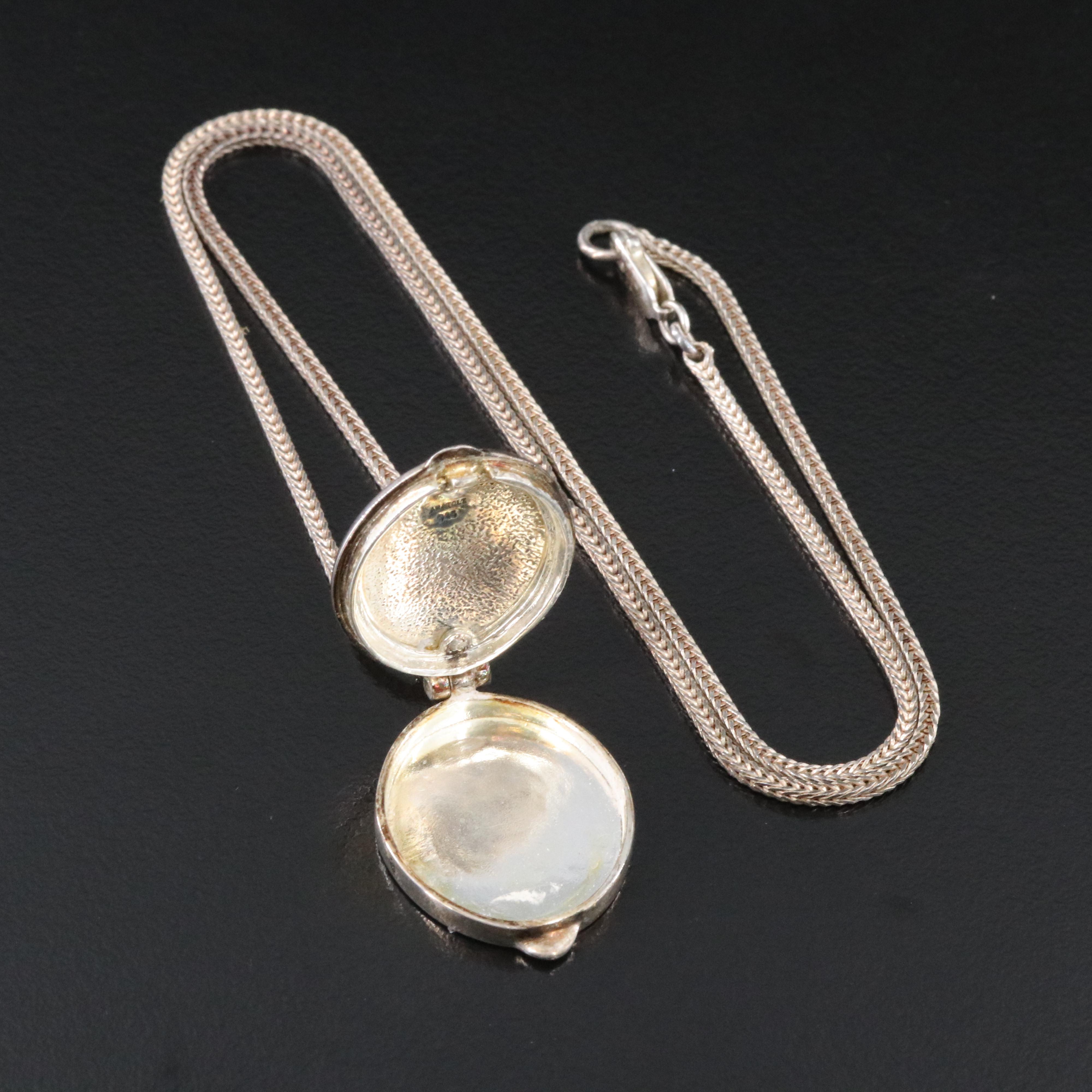 Anatole Sterling Locket and Foxtail Chain Necklace