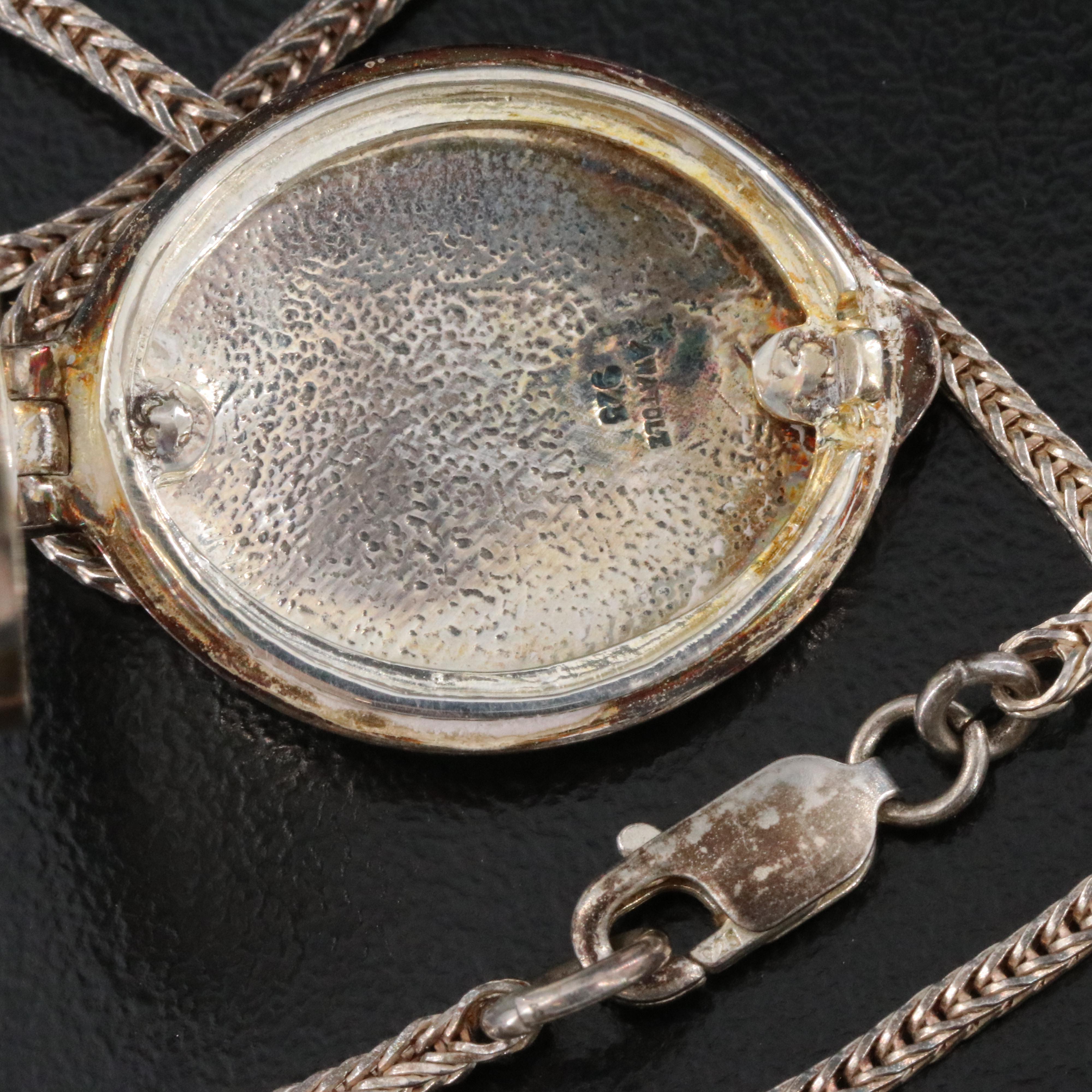 Anatole Sterling Locket and Foxtail Chain Necklace