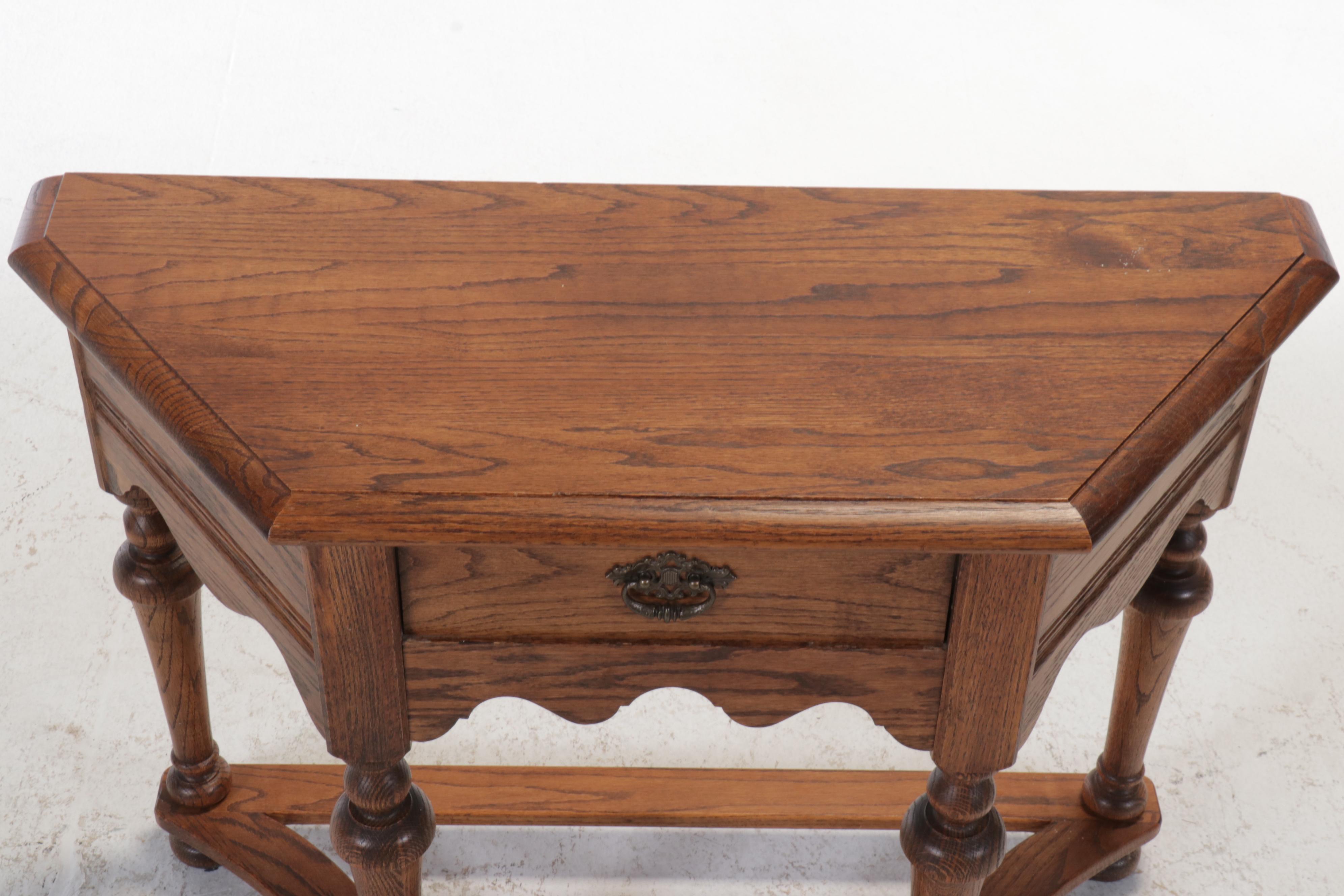 Jacobean Style Oak Console Table, Mid to Late 20th Century