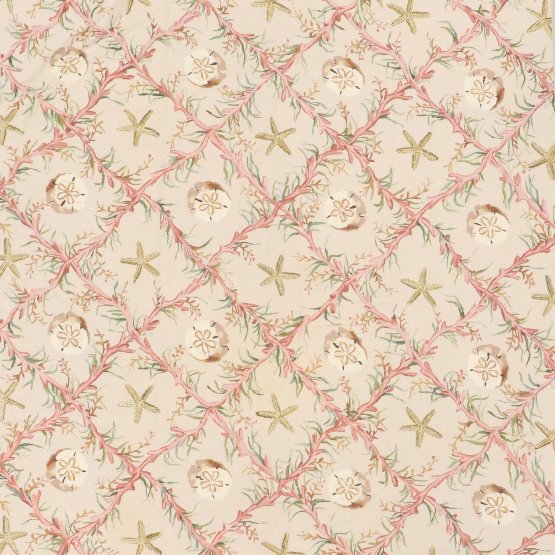 9'9 x 15'3 Handmade Needlepoint Chinese Nautical Trellis Theme Room-Sized Rug