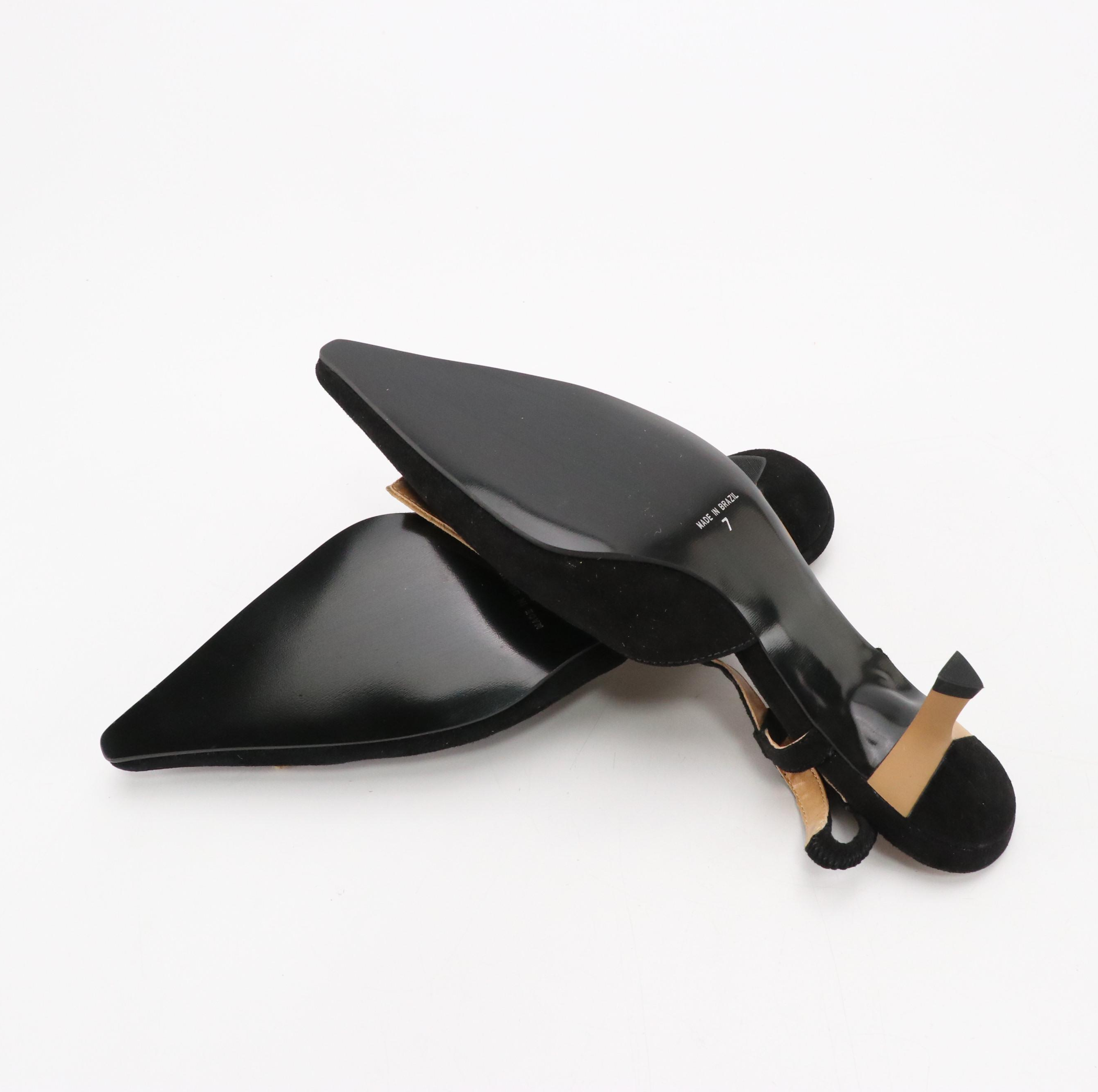 Blue Dragon Pointed-Toe Kitten Heel Slingbacks and Donald J Pliner Kaia Heels