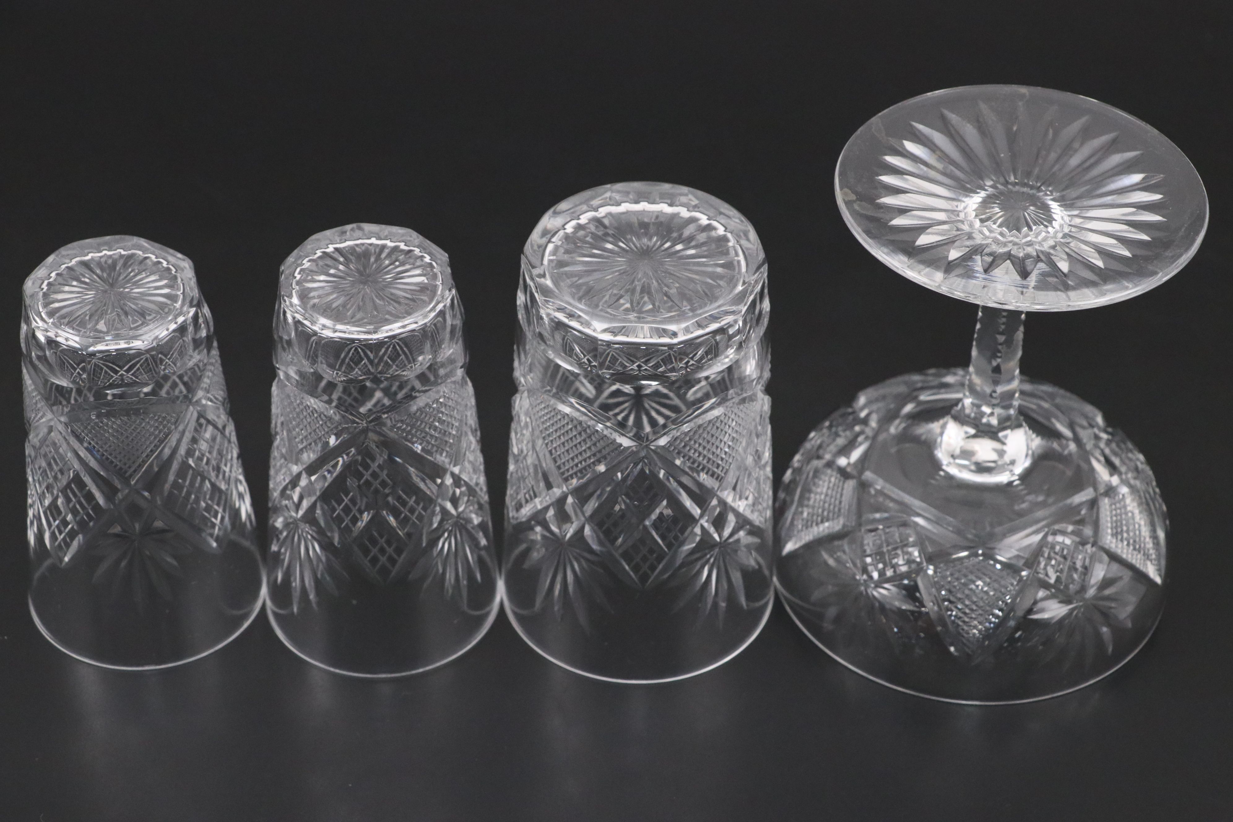 American Brilliant Cut  Crystal Coupes, Tumblers, and Shot Glasses