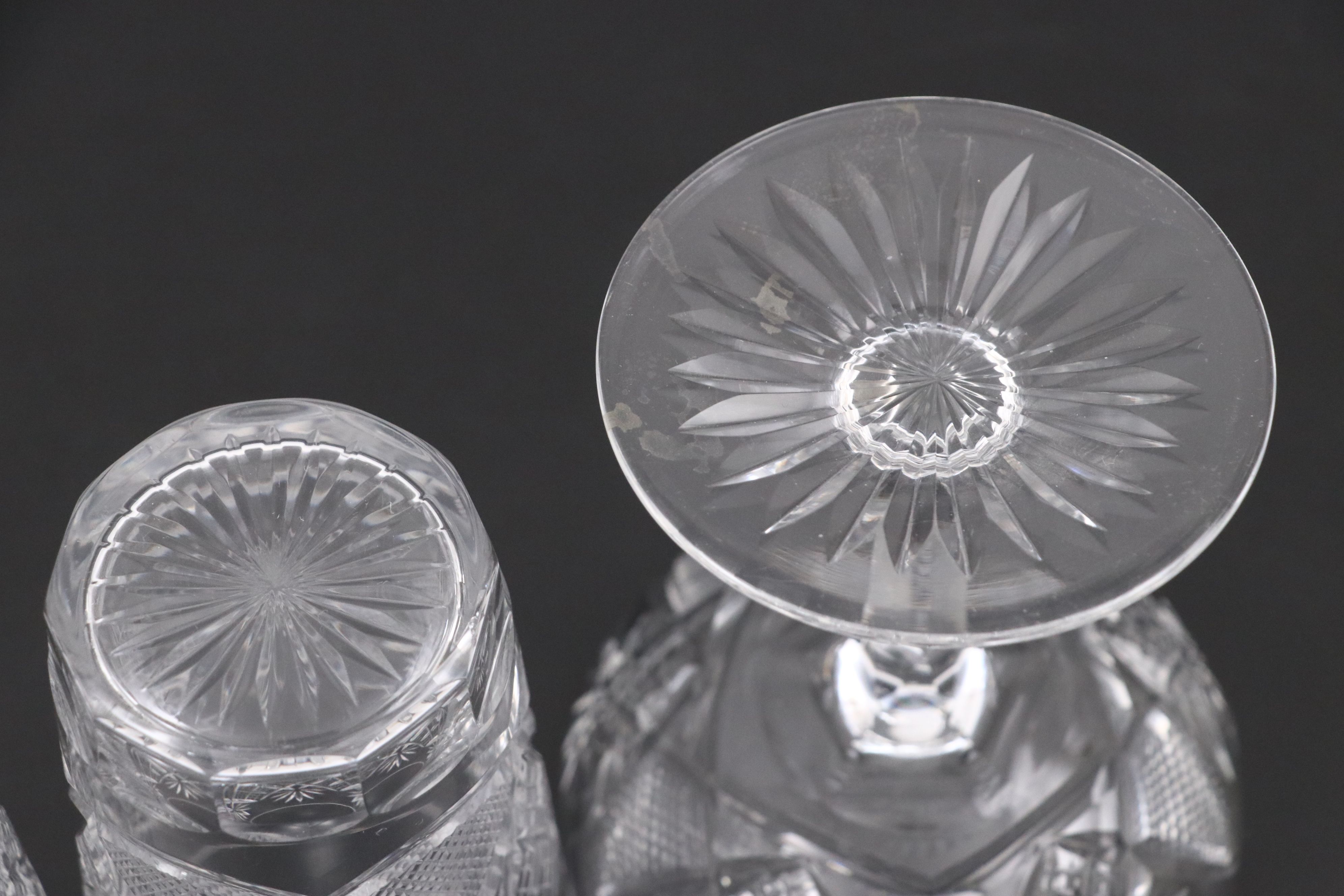 American Brilliant Cut  Crystal Coupes, Tumblers, and Shot Glasses