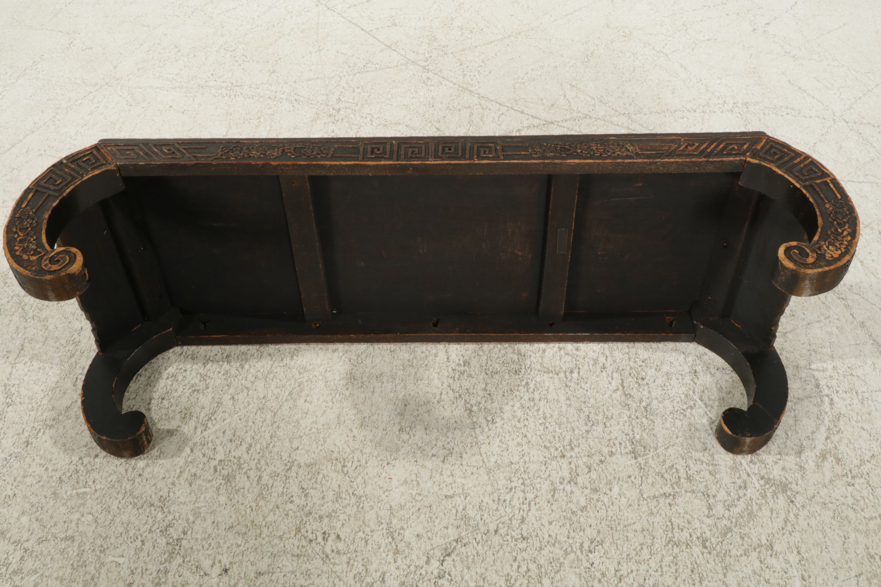 Chinese Ebonized Wood Low Table with Scroll Legs, Mid 20th Century