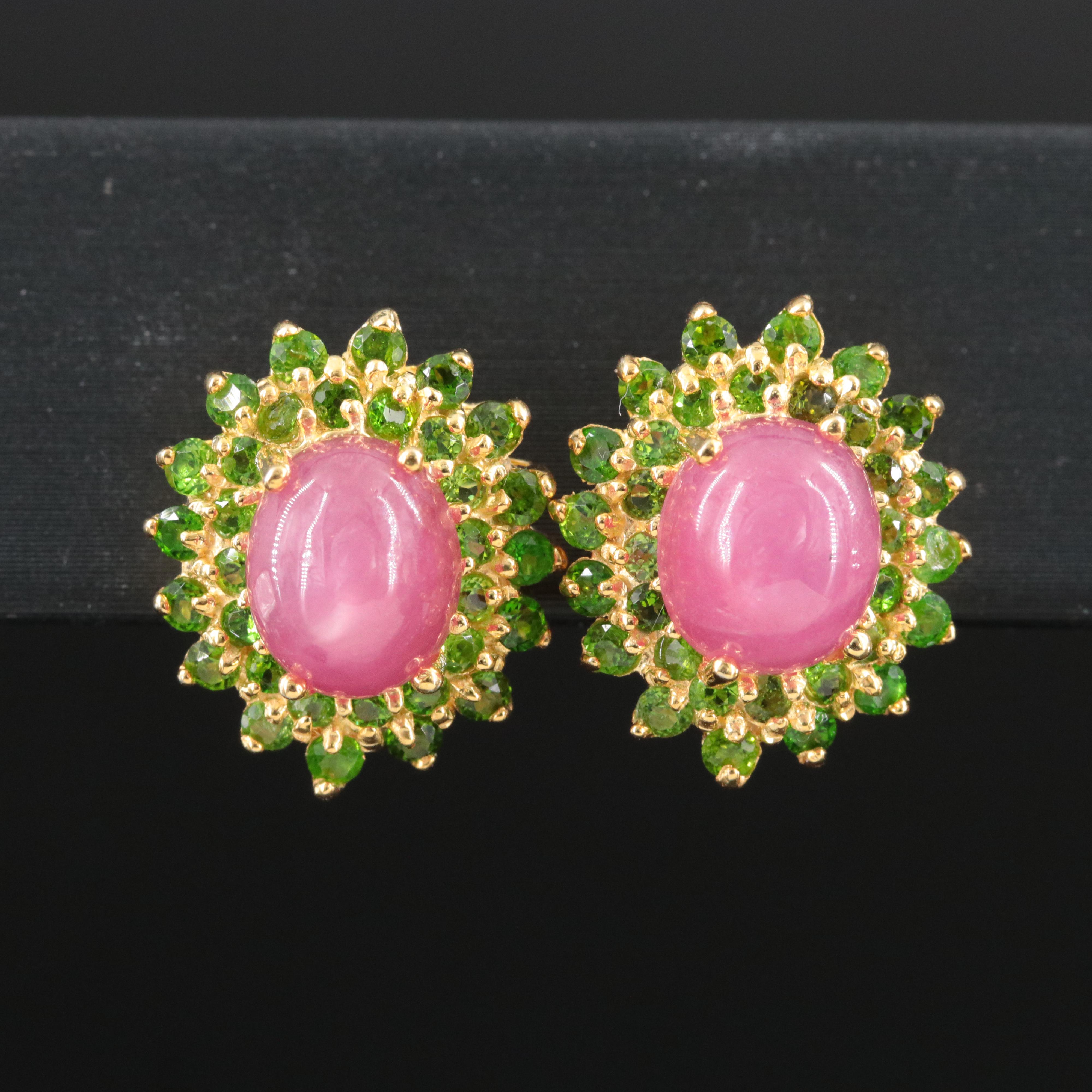 Sterling Ruby and Tsavorite Stud Earrings