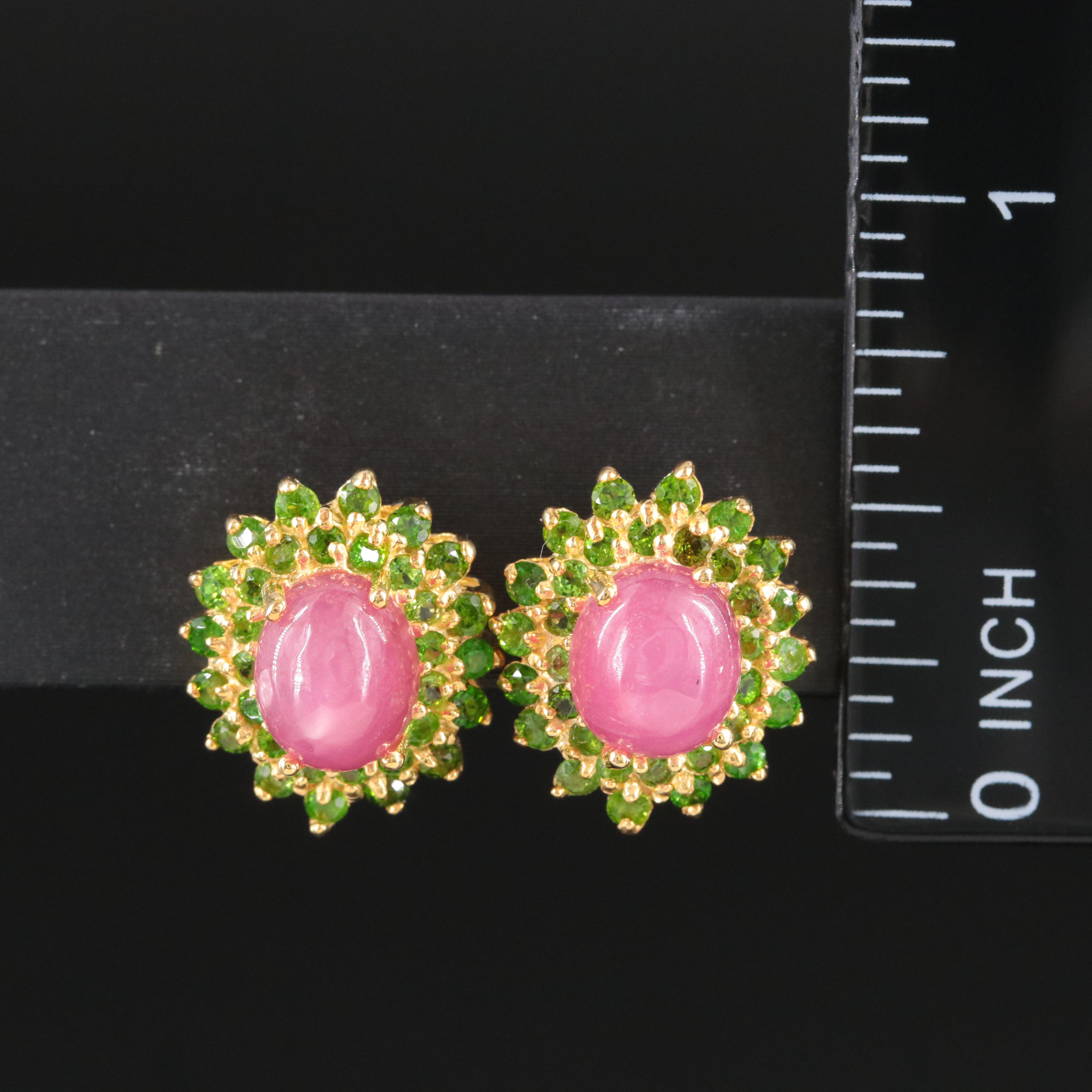 Sterling Ruby and Tsavorite Stud Earrings