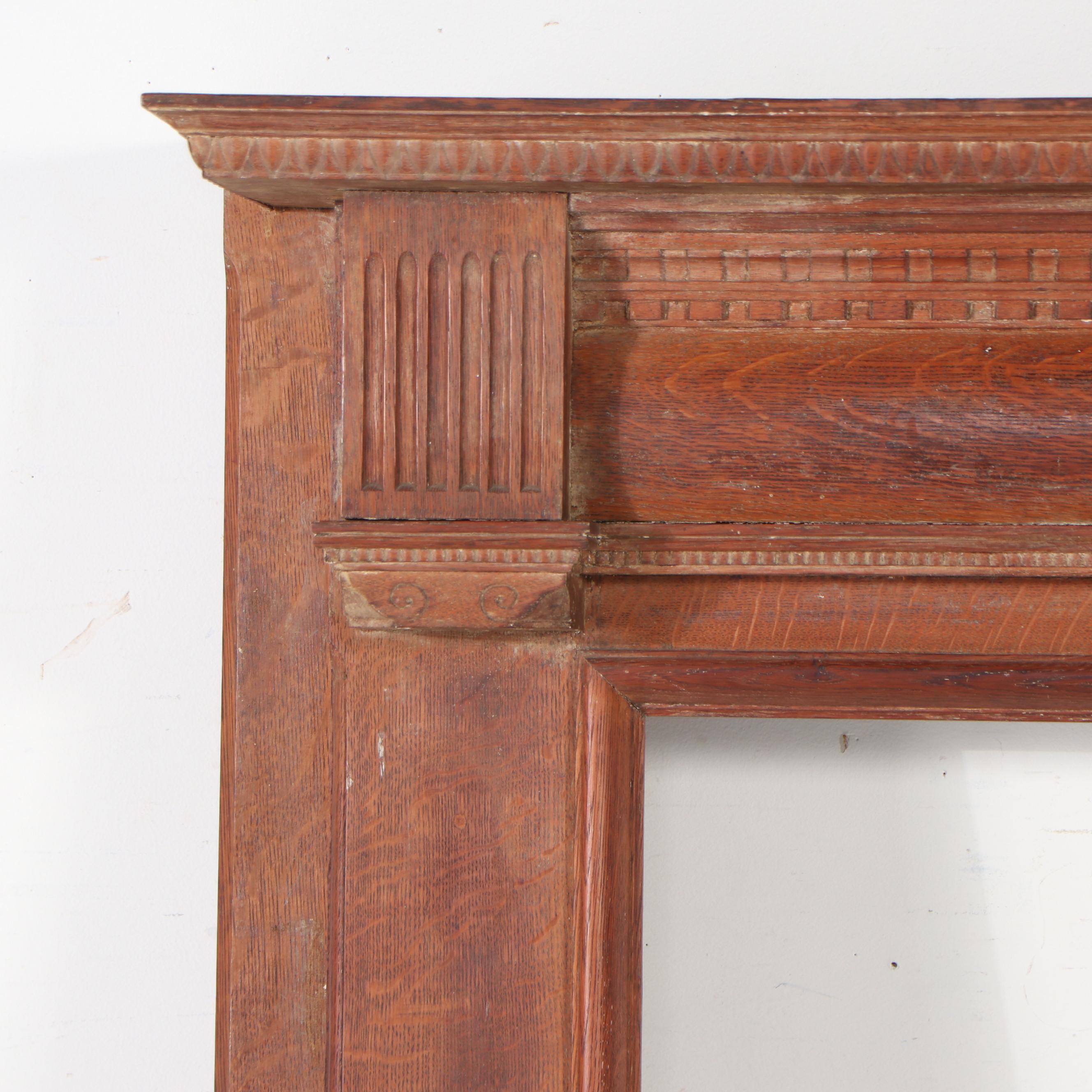Architectural Salvage Greek Revival Style Wooden Mantel Surround