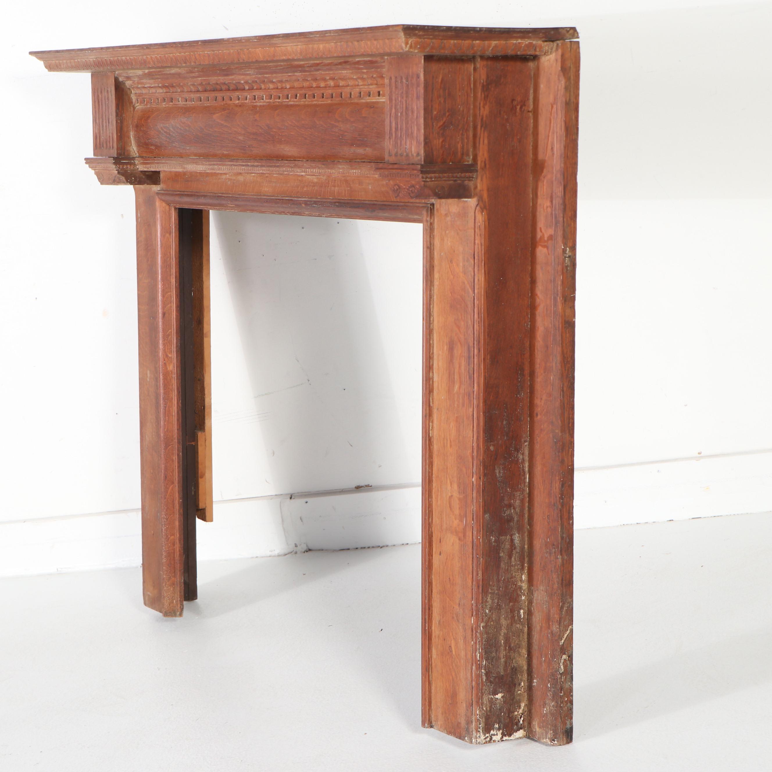 Architectural Salvage Greek Revival Style Wooden Mantel Surround