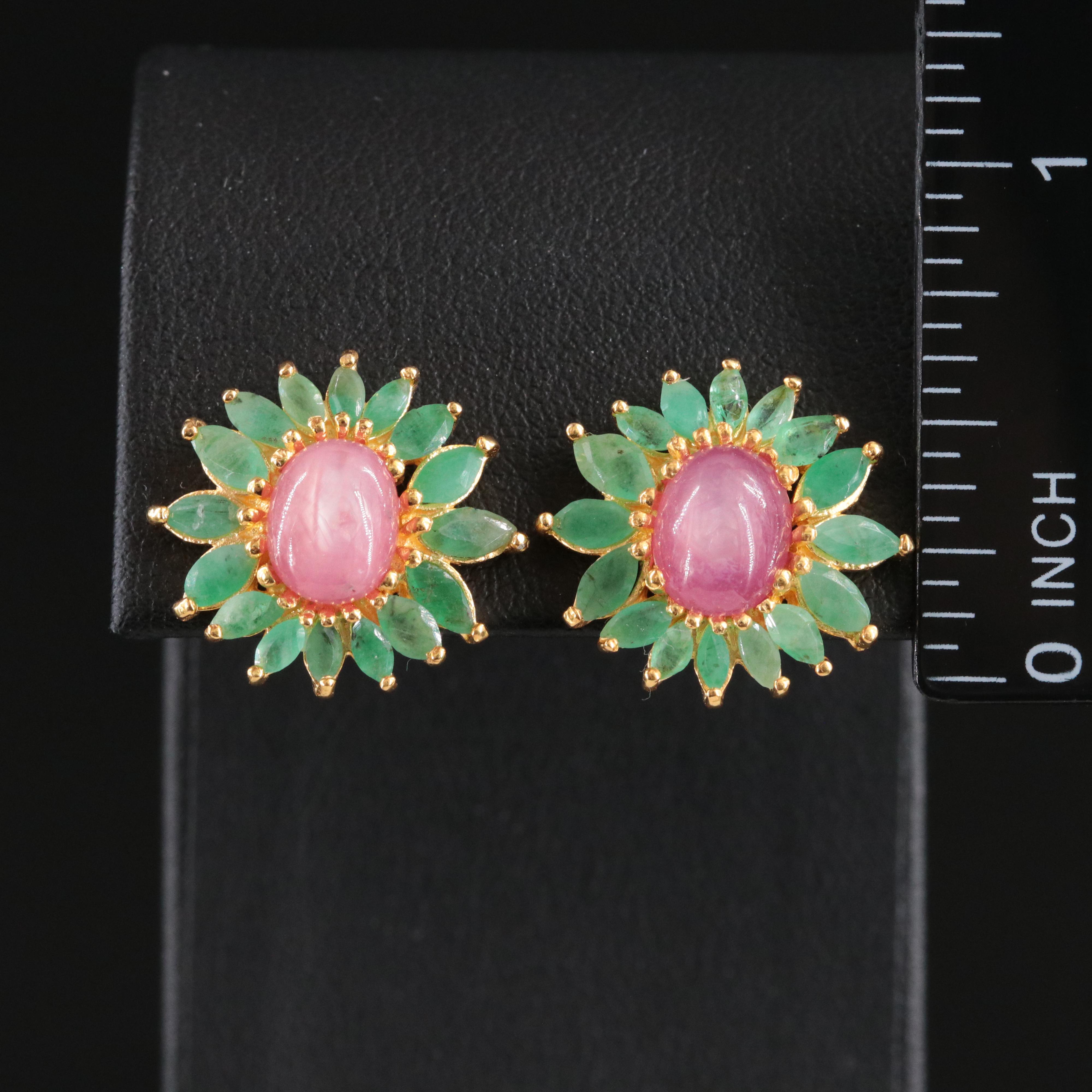 Sterling Emerald and Ruby Drop Earrings