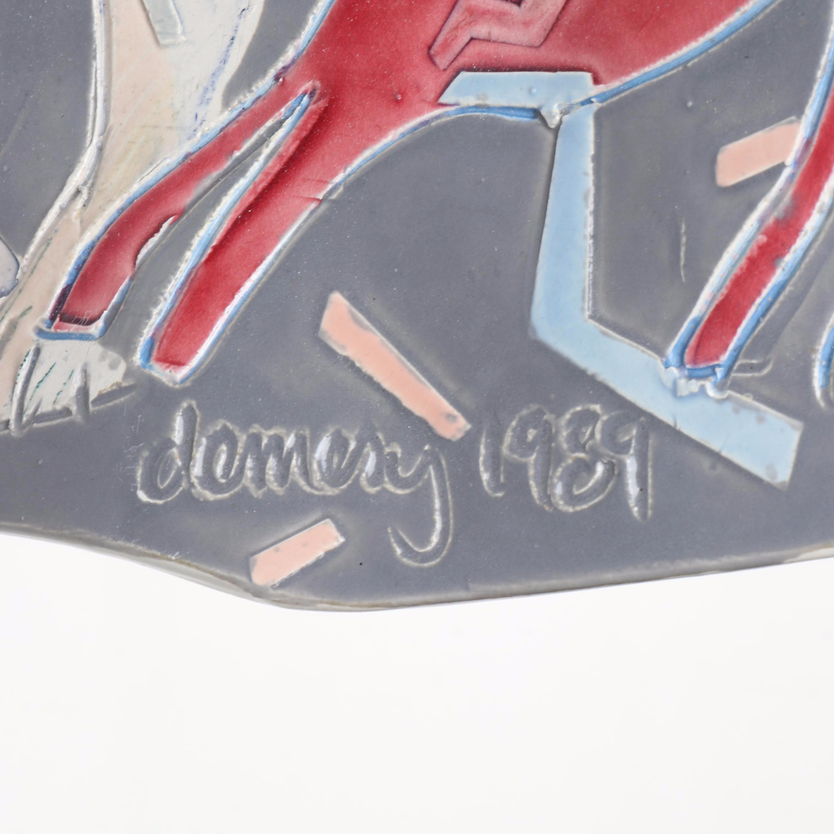 Barbara Demery Abstract Ceramic Wall Plate, 1989