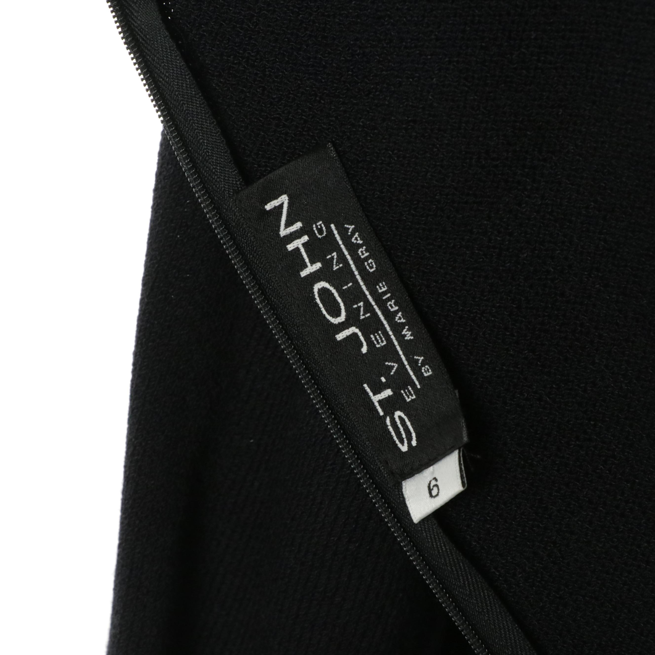 St. John Evening Black Knit Crystal and Sequined Mesh Cocktail Dress