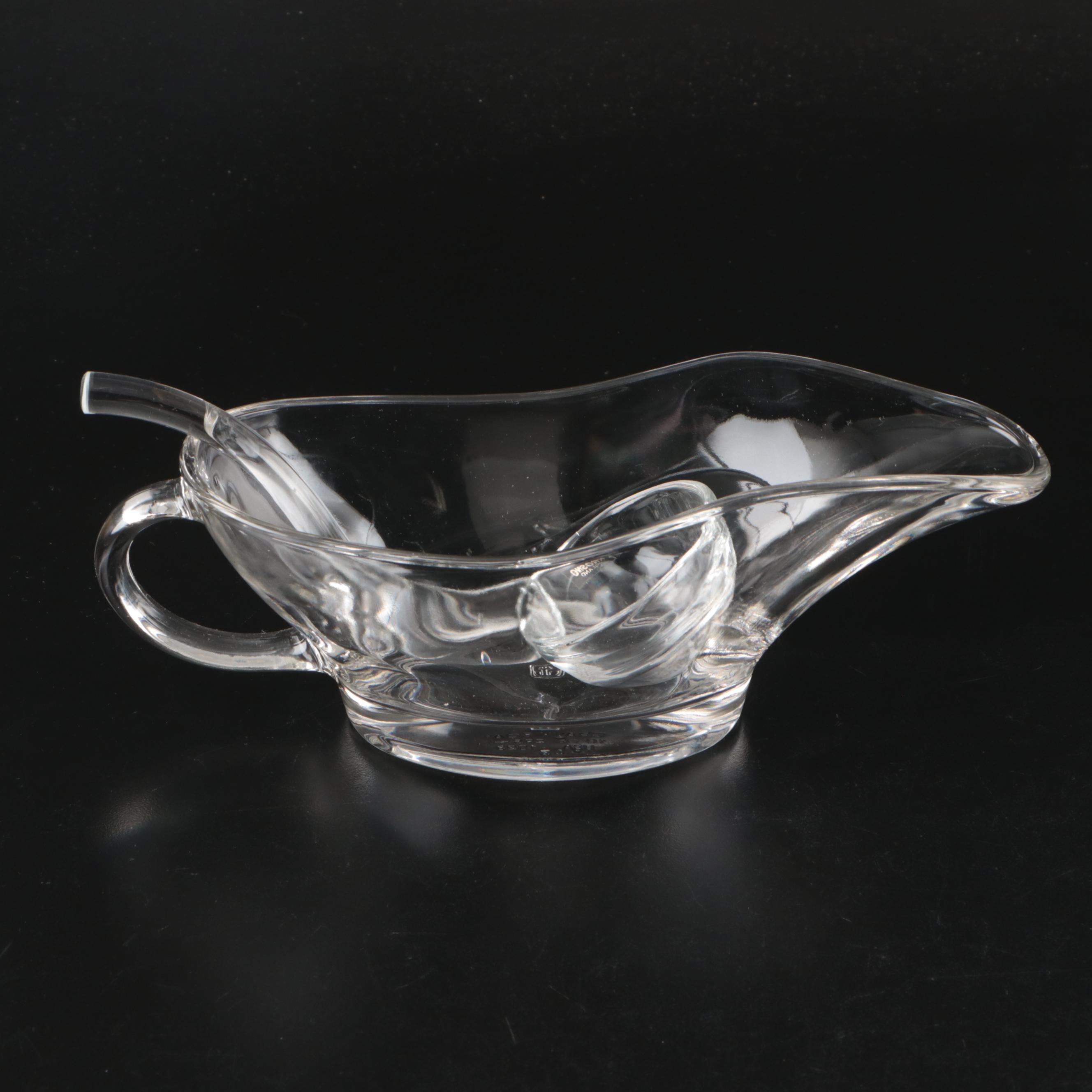 Anchor Hocking Glass Gravy Boat with Krosno Ladle and Other Table Accessories